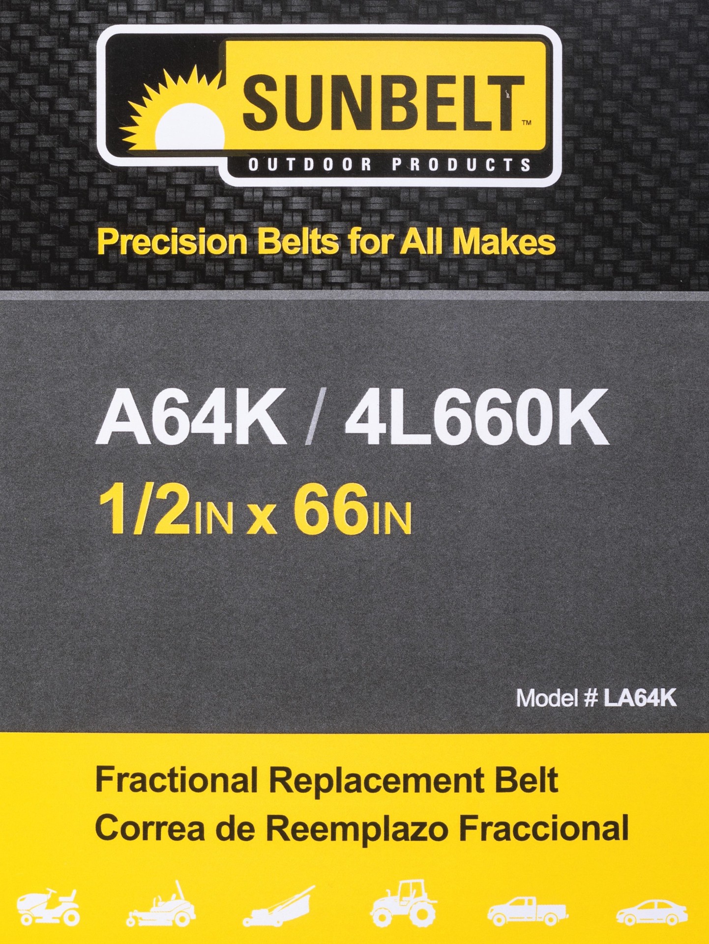 slide 5 of 6, Sunbelt 1/2-in x 66-in Deck/Drive Belt, Multiple, Replaces OEM Part Number A64K, 4L660K, 1 ct