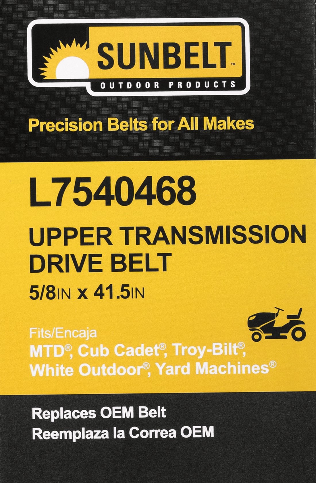 slide 5 of 6, Sunbelt 5/8-in x 41.5-in Upper Transmission Drive Belt, Riding Mower/Tractors, Replaces OEM Part Number 7540468, 9540468, 754-0468, 954-0469, 1 ct