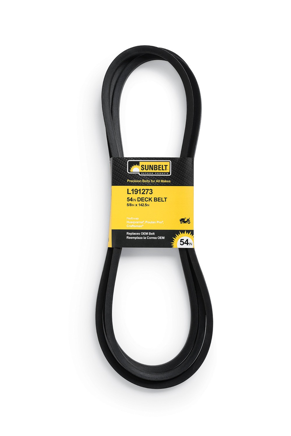slide 1 of 6, Sunbelt 5/8-in x 142.5-in Deck Belt, for 54-in Riding Mower/Tractors, Replaces OEM Part Number 191273, 532191273, 584451901, 1 ct