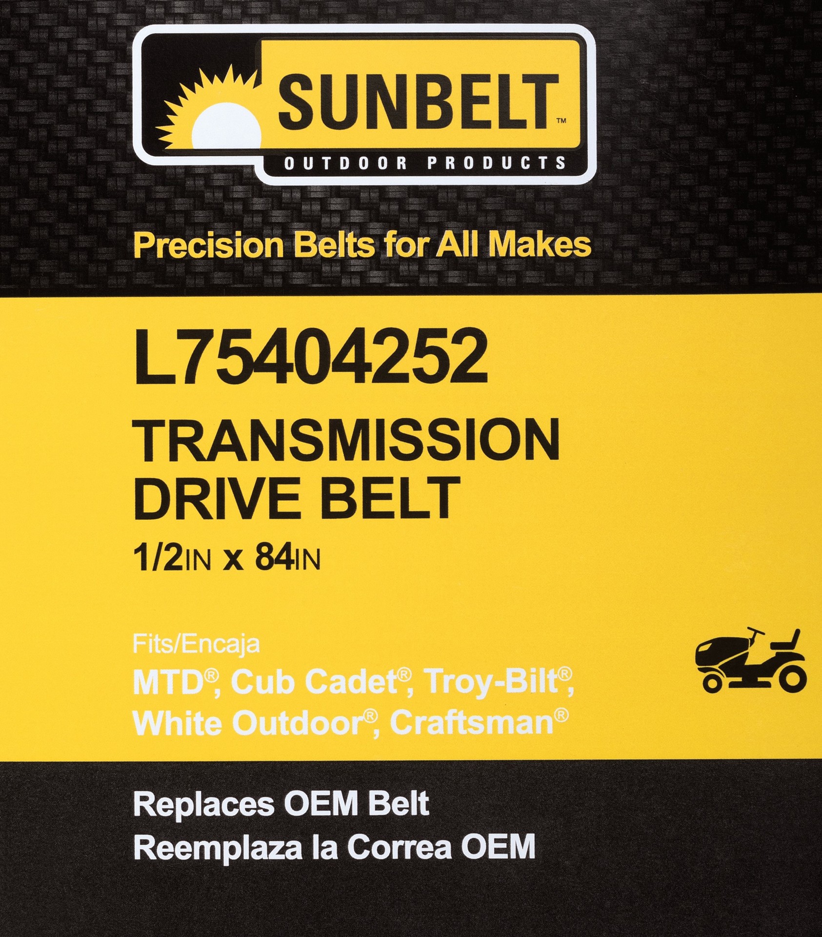 slide 5 of 6, Sunbelt 1/2-in x 84-in Transmission Drive Belt, Riding Mower/Tractors, Replaces OEM Part Number 75404252, 95404252, 754-04252, 954-04253, 1 ct