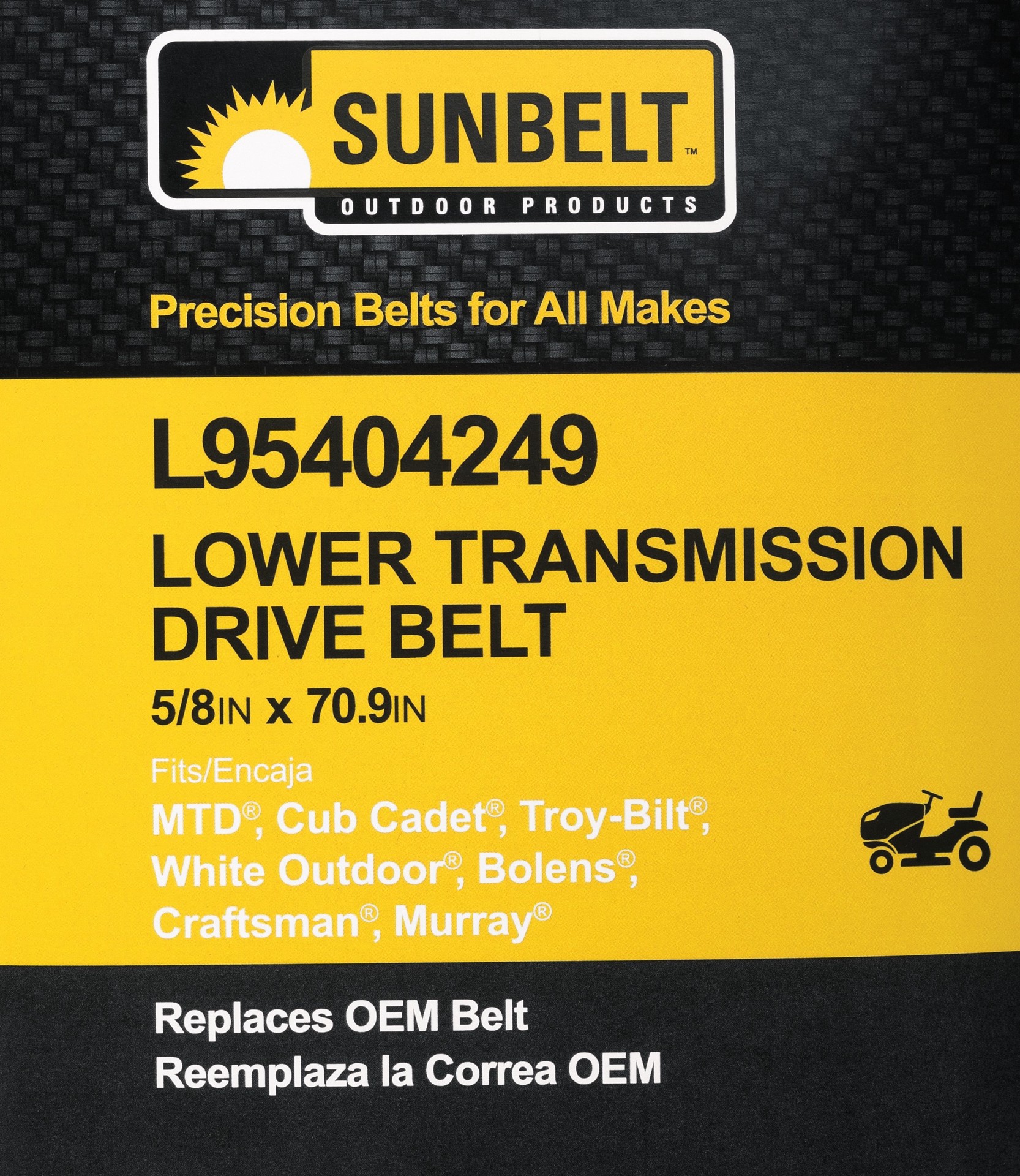 slide 5 of 6, Sunbelt 5/8-in x 70.9-in Lower Transmission Drive Belt, Riding Mower/Tractors, Replaces OEM Part Number, 1 ct
