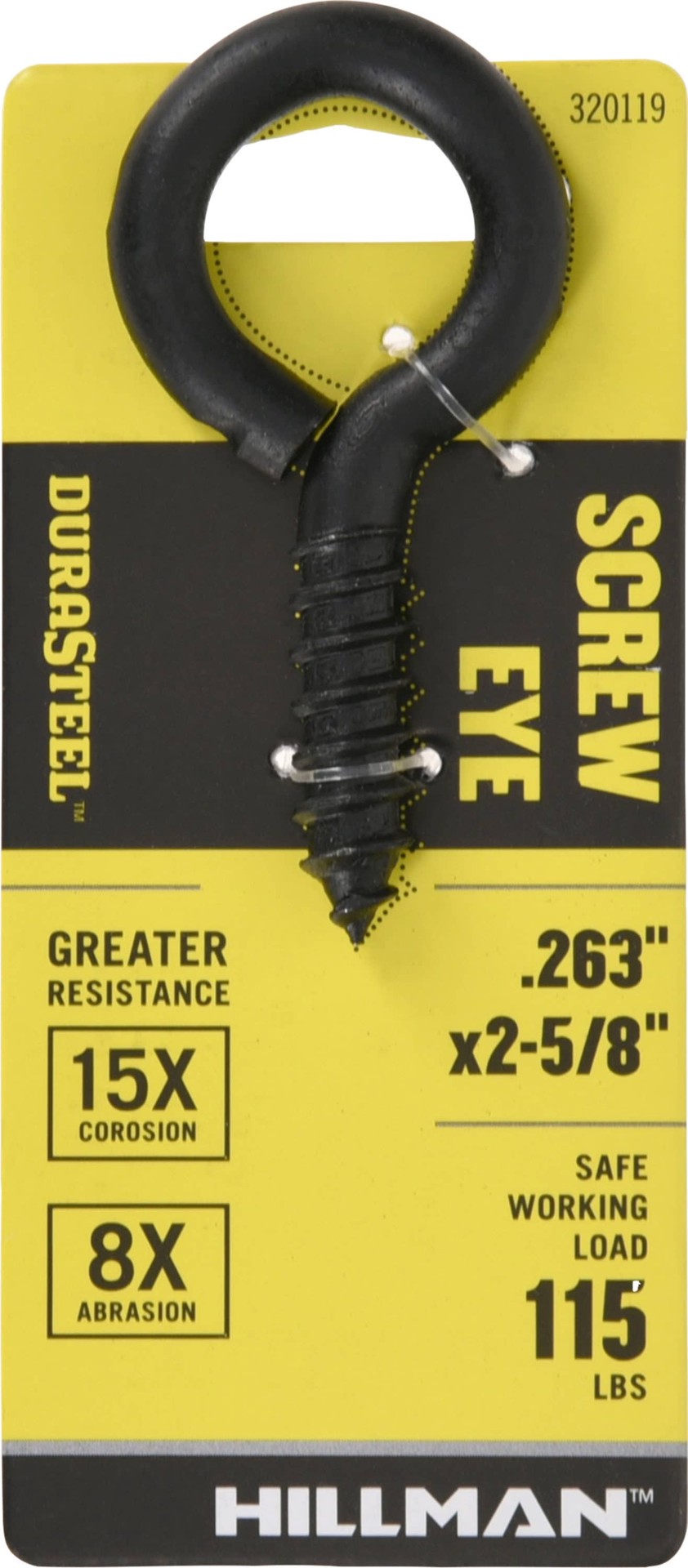 slide 2 of 4, DuraSteel 0.125-in Black Steel Screw eye hook, 1 ct