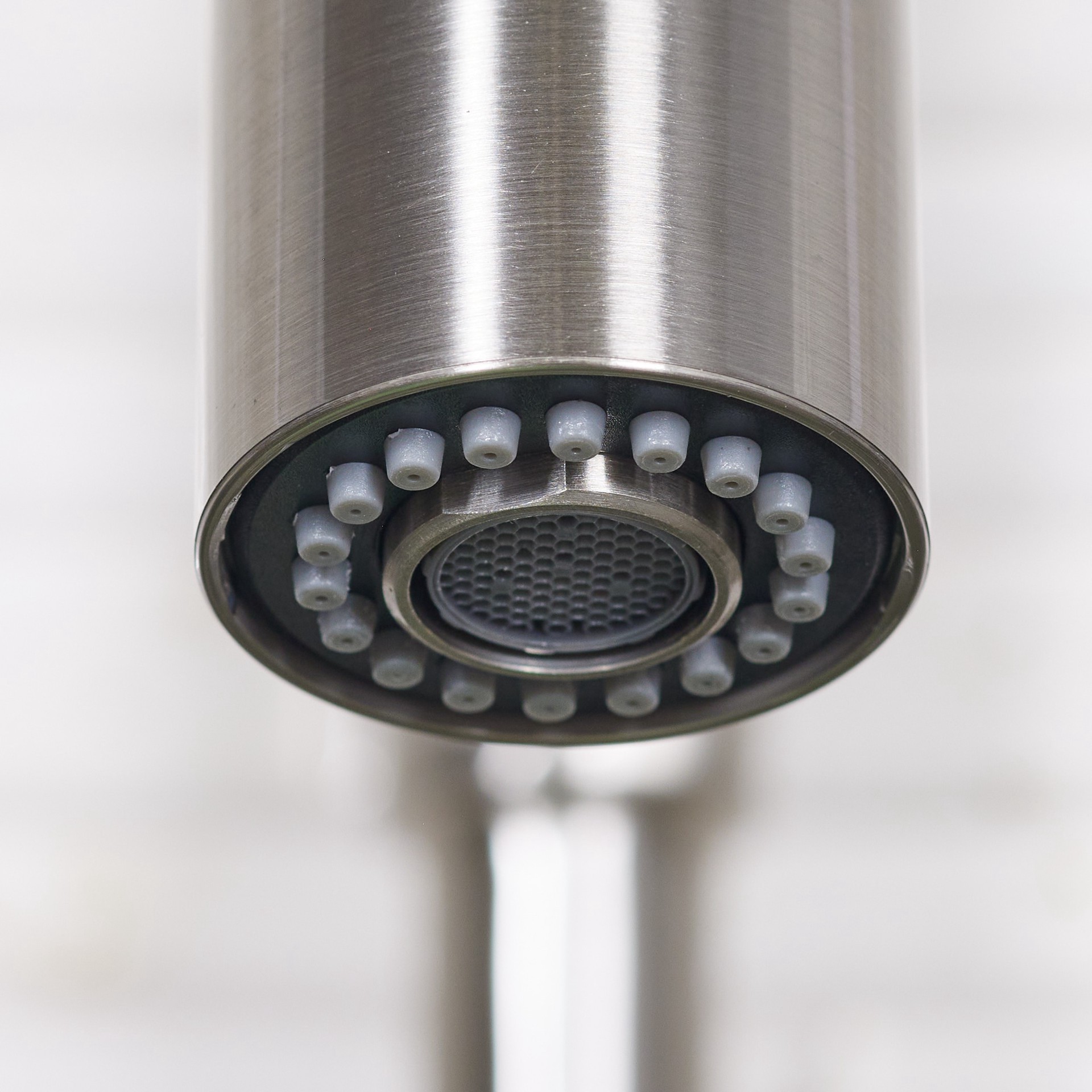 slide 5 of 6, Project Source Flynt Stainless steel Single Handle Deck-mount Pull-down Kitchen Faucet with Sprayer (Includes Deck Plate), 1 ct