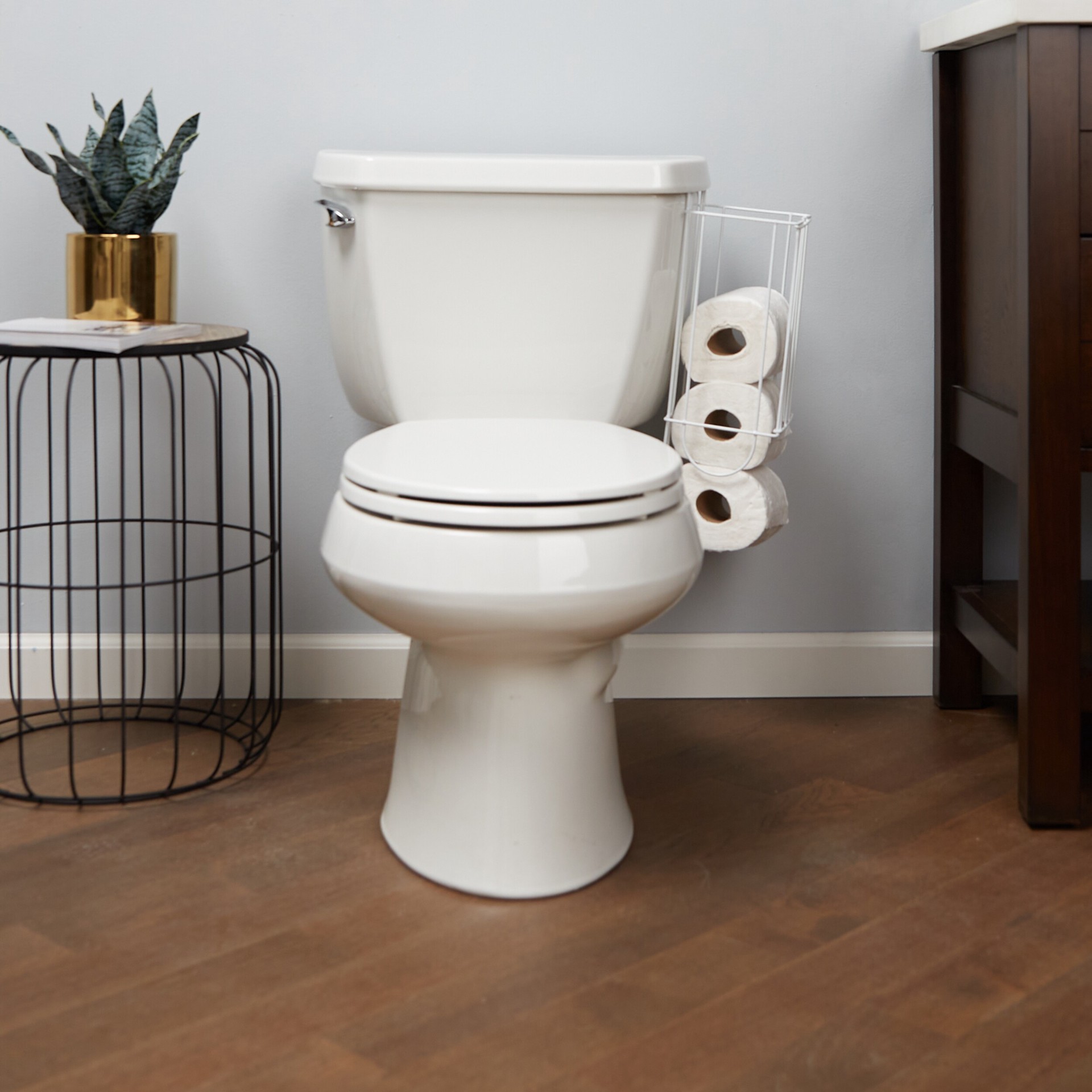 slide 2 of 6, Style Selections White Tank Basket Toilet Paper Holder 3 -Rolls, 1 ct