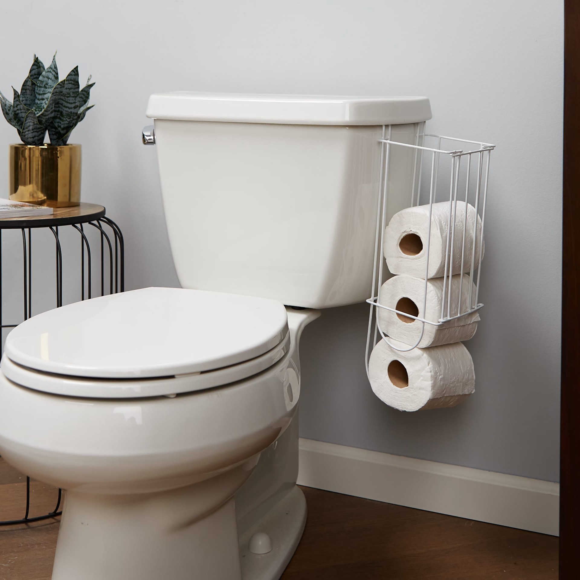 slide 3 of 6, Style Selections White Tank Basket Toilet Paper Holder 3 -Rolls, 1 ct