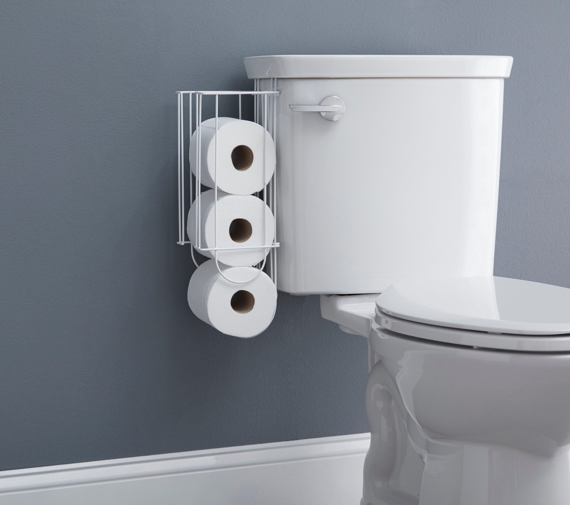 slide 6 of 6, Style Selections White Tank Basket Toilet Paper Holder 3 -Rolls, 1 ct