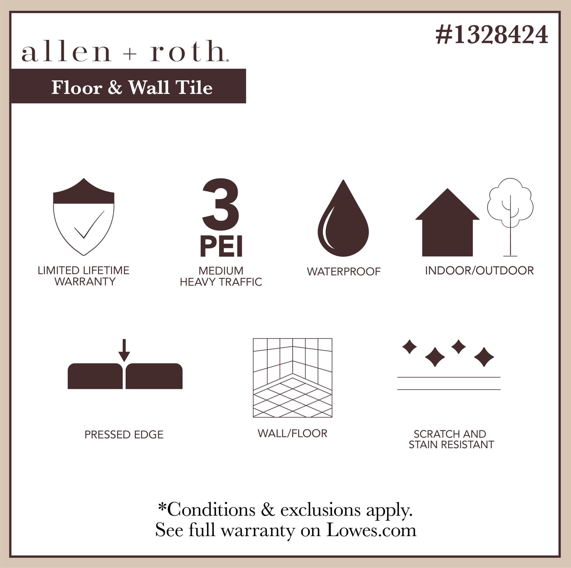slide 2 of 6, allen + roth Noir Black veined 6-in x 12-in Glazed Porcelain Floor and Wall Tile ( 0.48-sq ft Piece ), 1 ct