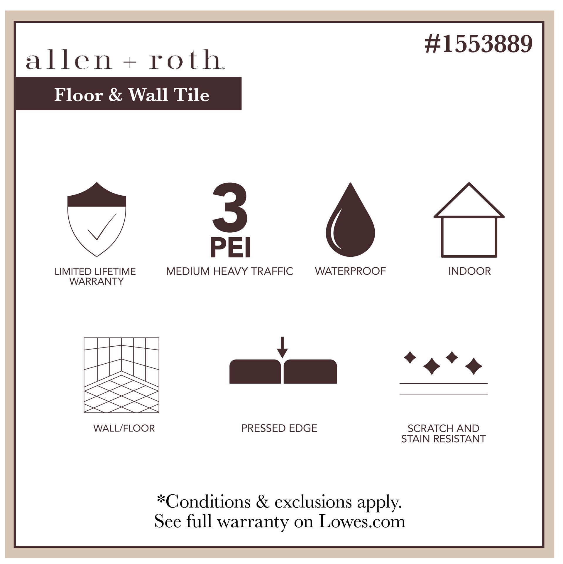 slide 2 of 6, allen + roth Noir Black veined 3-in x 12-in Glazed Porcelain Marble Bullnose Tile, 1 ct