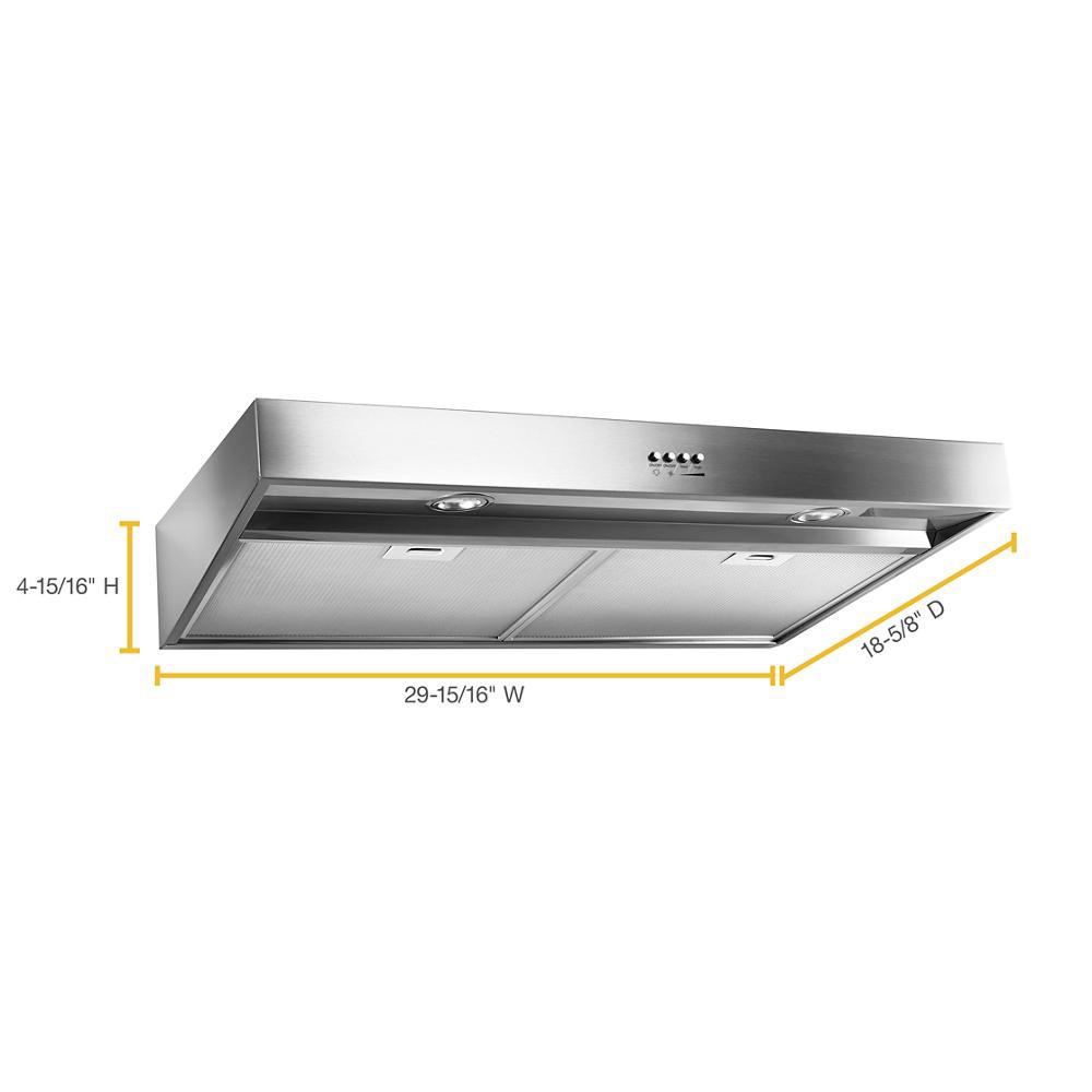 slide 4 of 6, Whirlpool 30 inch Convertible 270-CFM Recirculating Stainless Steel Under Cabinet Range Hood with Charcoal Filter, 1 ct