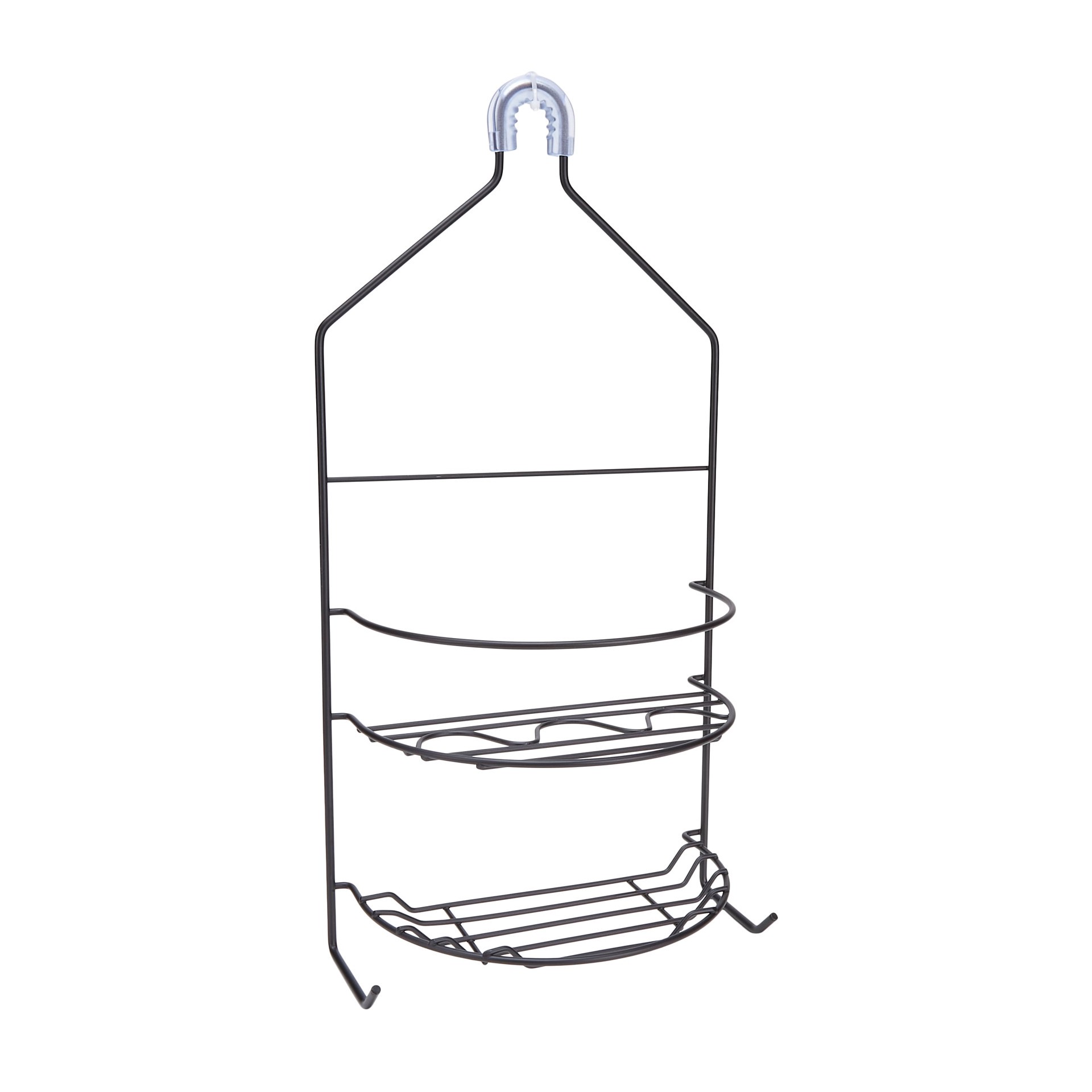 slide 2 of 6, Style Selections Black Steel 2 -Shelf Hanging shower caddy 9.5-in x 5.12-in x 18.31-in, 1 ct