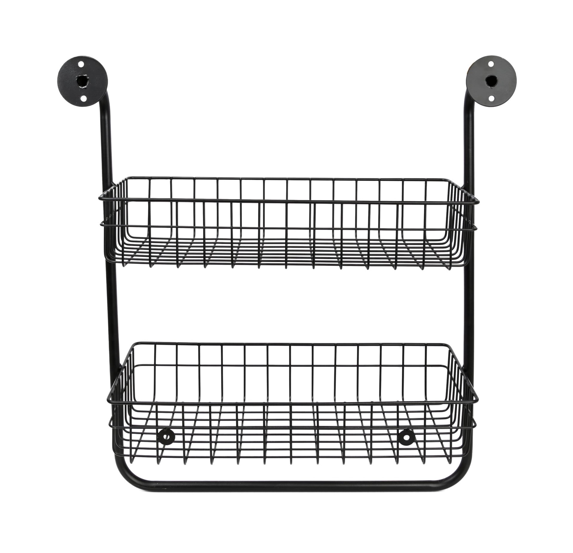 slide 1 of 6, Style Selections Black 2 -Tier Steel Wall mount Bathroom Shelf ( 18.8-in x 20.905-in x 7.835-in ), 1 ct