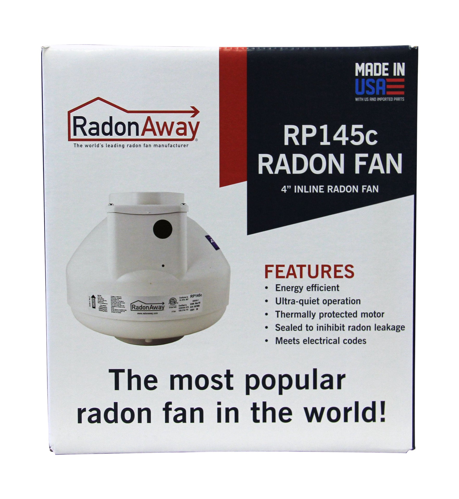 slide 2 of 6, RadonAway 9.7-in dia 166 CFM Plastic Centrifugal radon mitigation fan, 1 ct