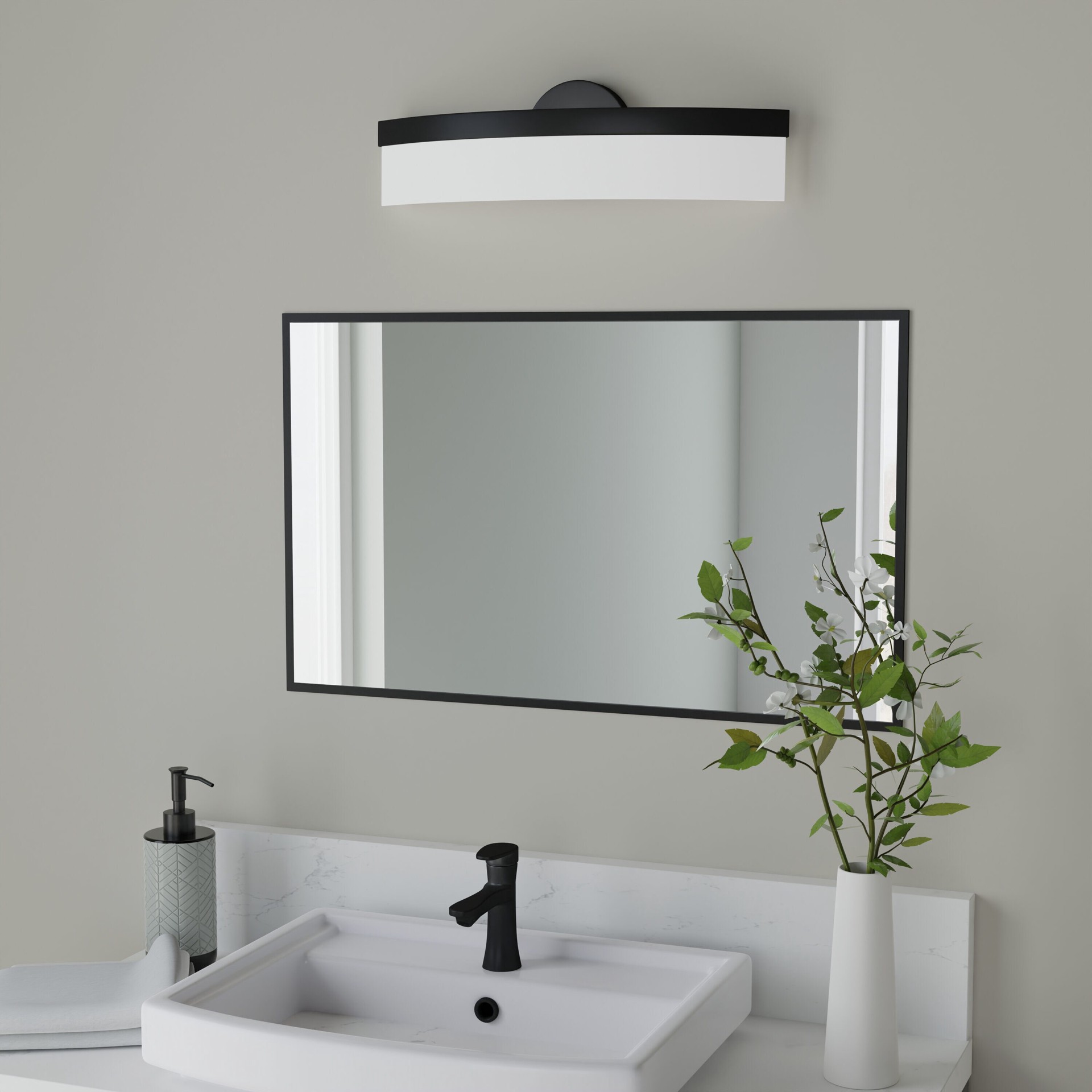 slide 4 of 6, Origin 21 Lynnpark 19.8-in 1 Light Matte Black Integrated LED Modern/contemporary Bathroom Vanity light, 1 ct