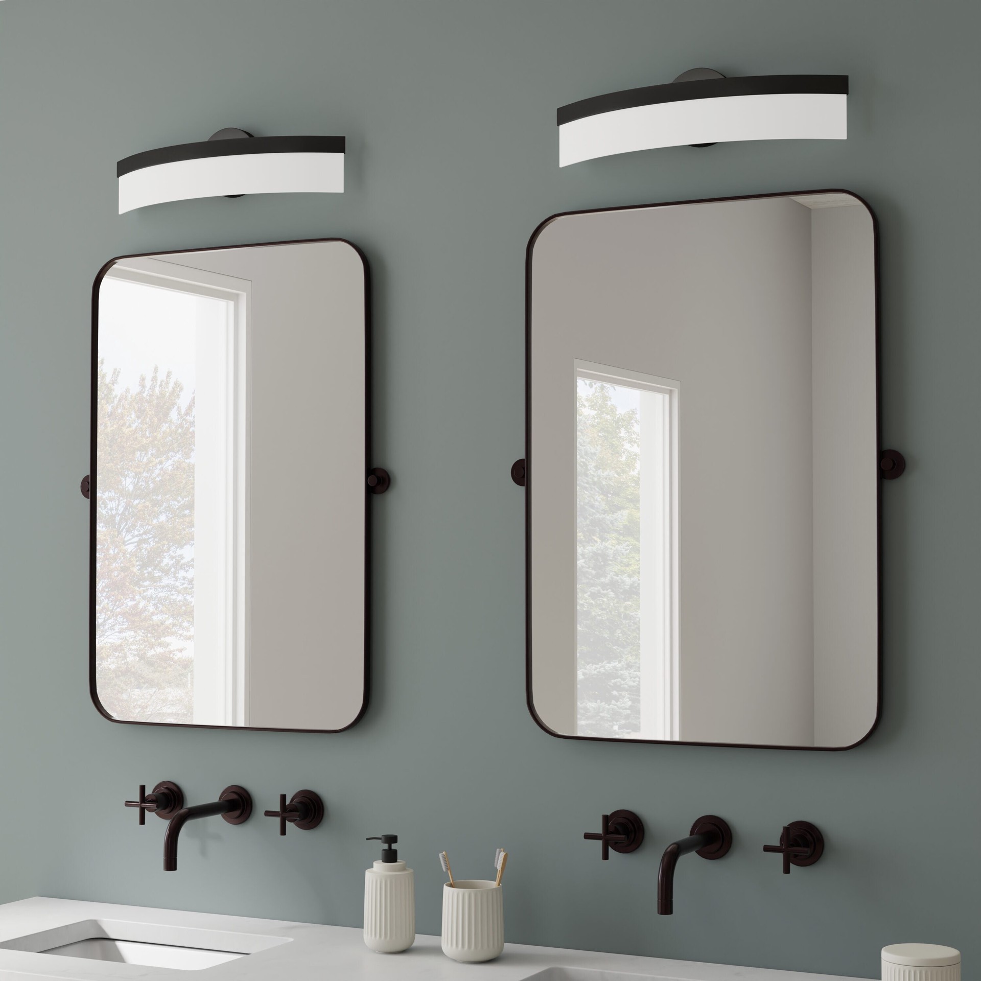 slide 5 of 6, Origin 21 Lynnpark 19.8-in 1 Light Matte Black Integrated LED Modern/contemporary Bathroom Vanity light, 1 ct