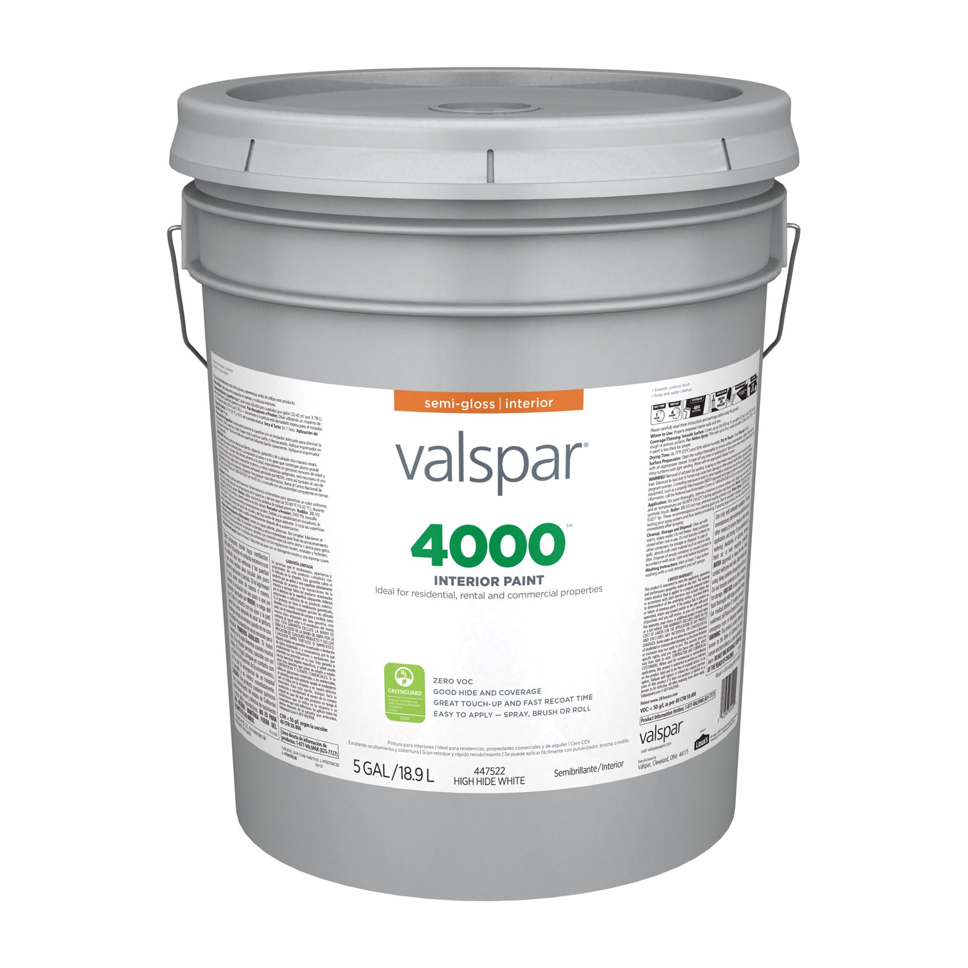 slide 1 of 6, Valspar 4000 Semi-gloss High Hiding White Interior Paint ( 5-gallon ), 1 ct