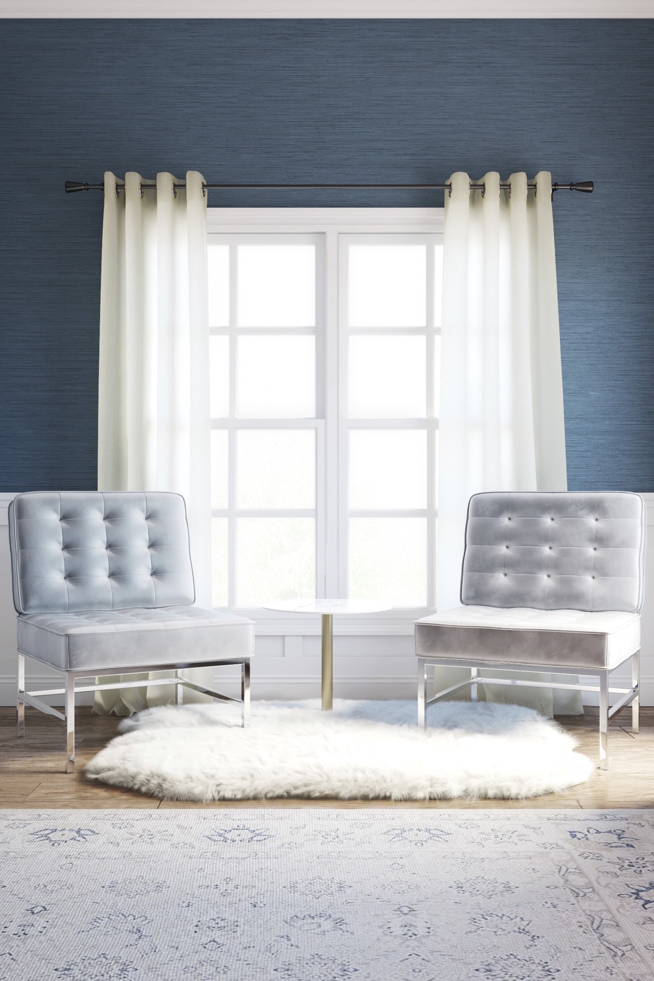 slide 5 of 6, allen + roth 84-in White Plaid Light filtering Grommet Single curtain panel, 1 ct