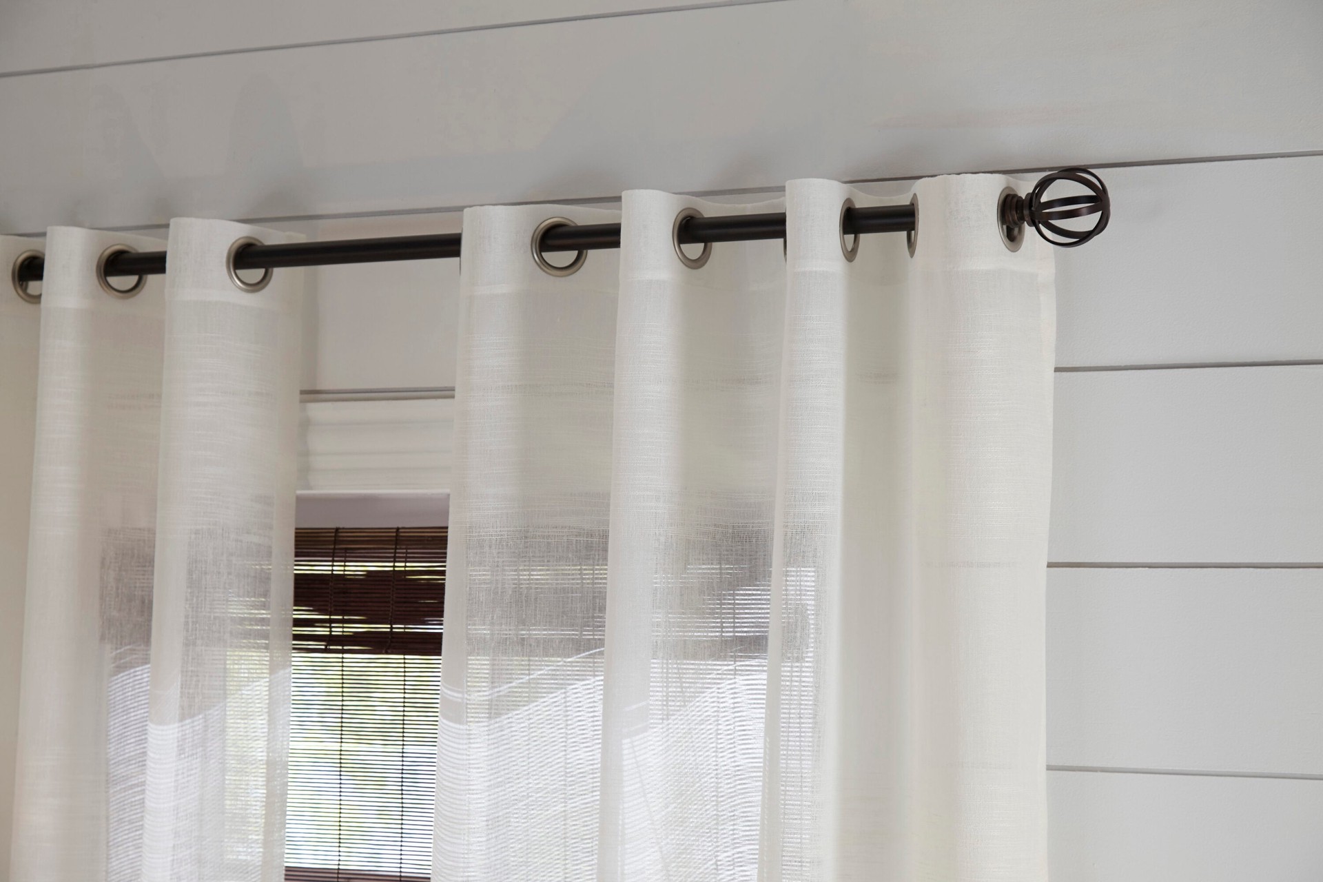 slide 6 of 6, allen + roth 84-in White Plaid Light filtering Grommet Single curtain panel, 1 ct