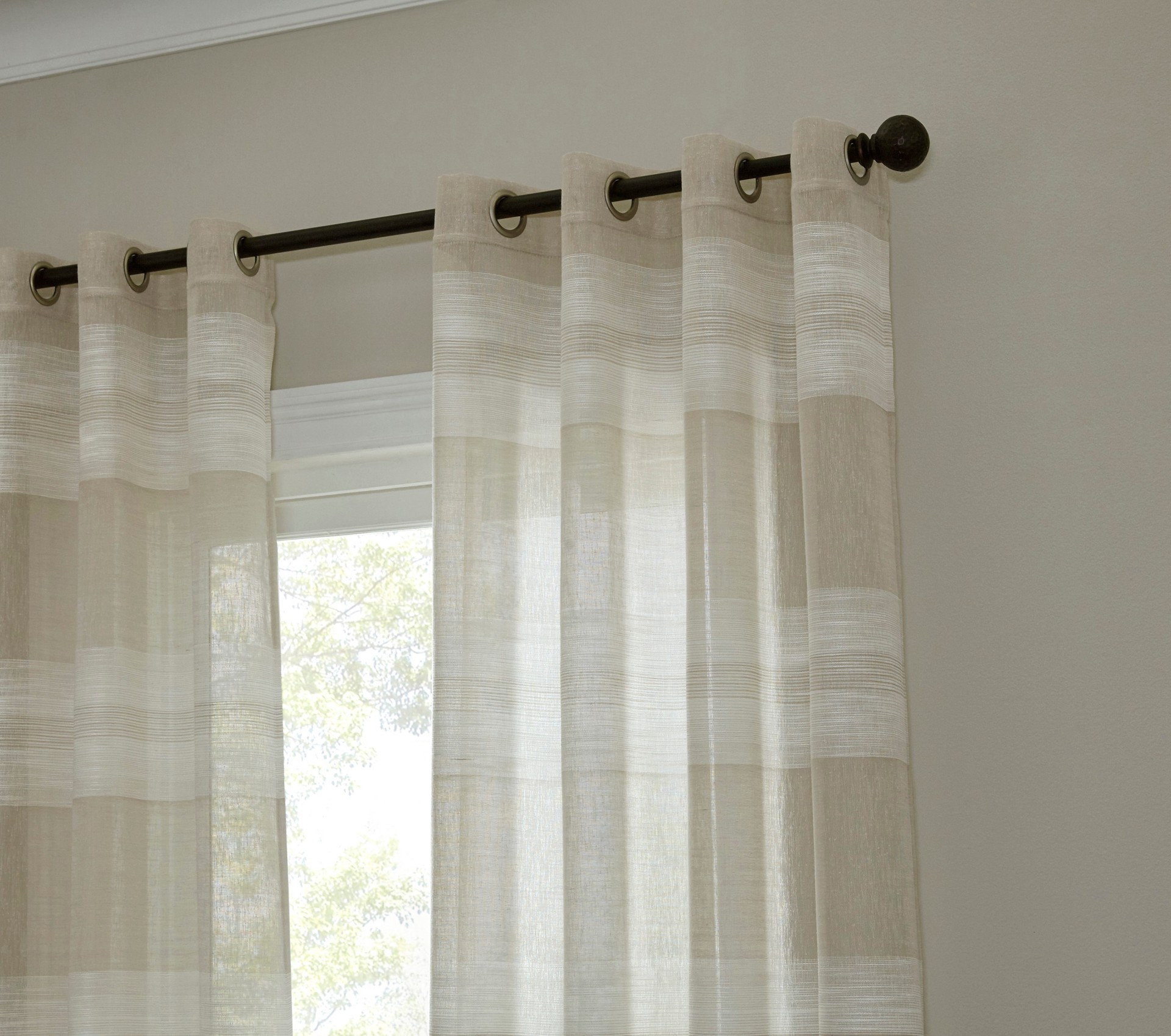 slide 4 of 6, allen + roth 84-in Tan Plaid Light filtering Standard lined Grommet Single curtain panel, 1 ct