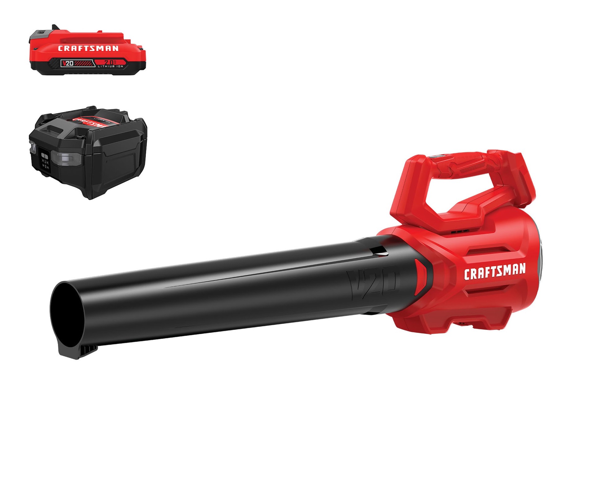slide 1 of 6, CRAFTSMAN 20-volt 340-CFM 90-MPH Battery Handheld Leaf Blower 2 Ah, 1 ct