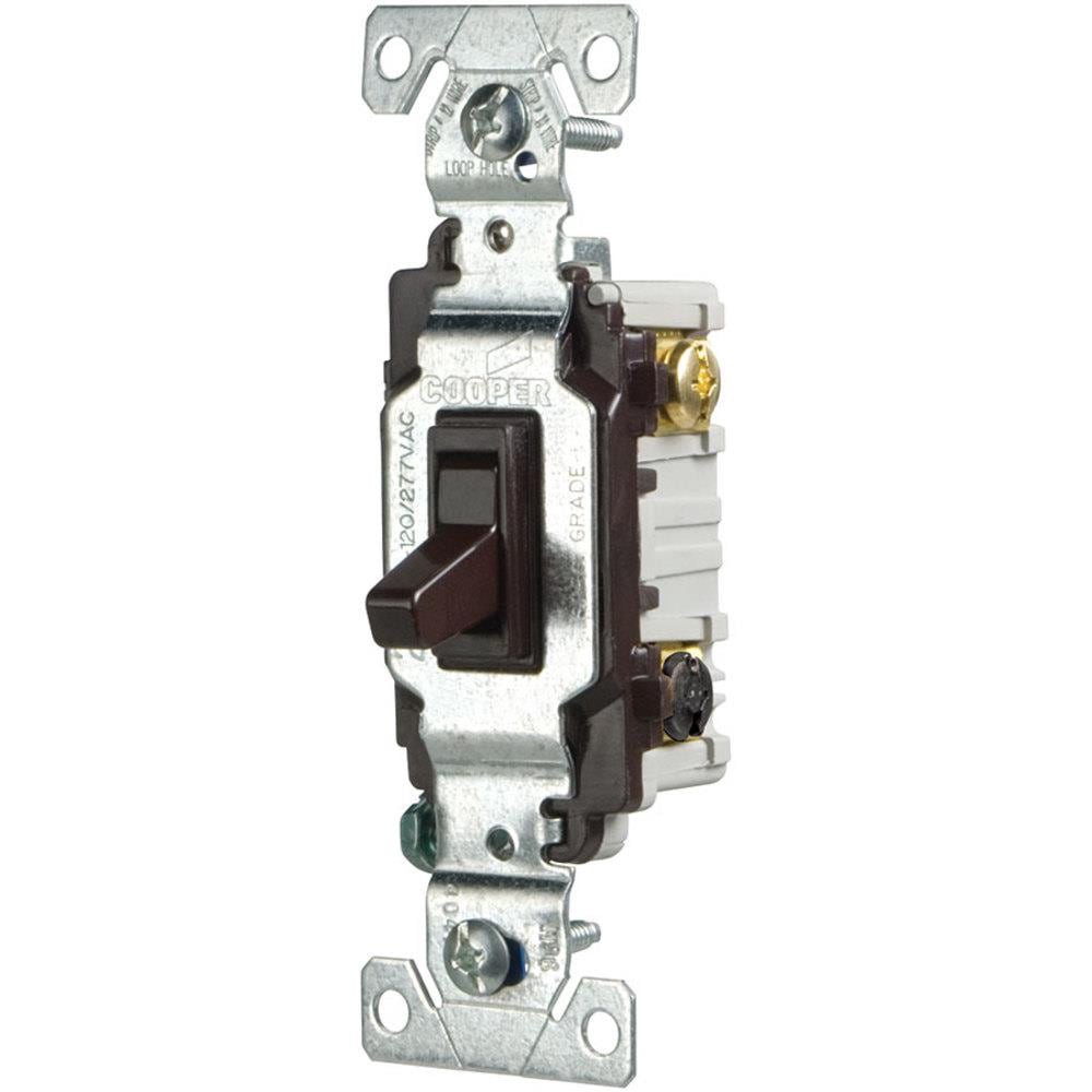 slide 1 of 3, Eaton 15-amp 3-way Toggle Light Switch , Brown, 1 ct