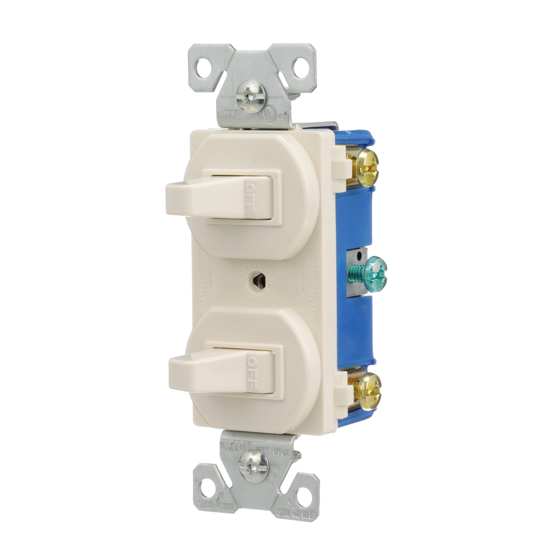 slide 2 of 6, Eaton 15-amp Single-pole Combination Light Switch , Light almond, 1 ct