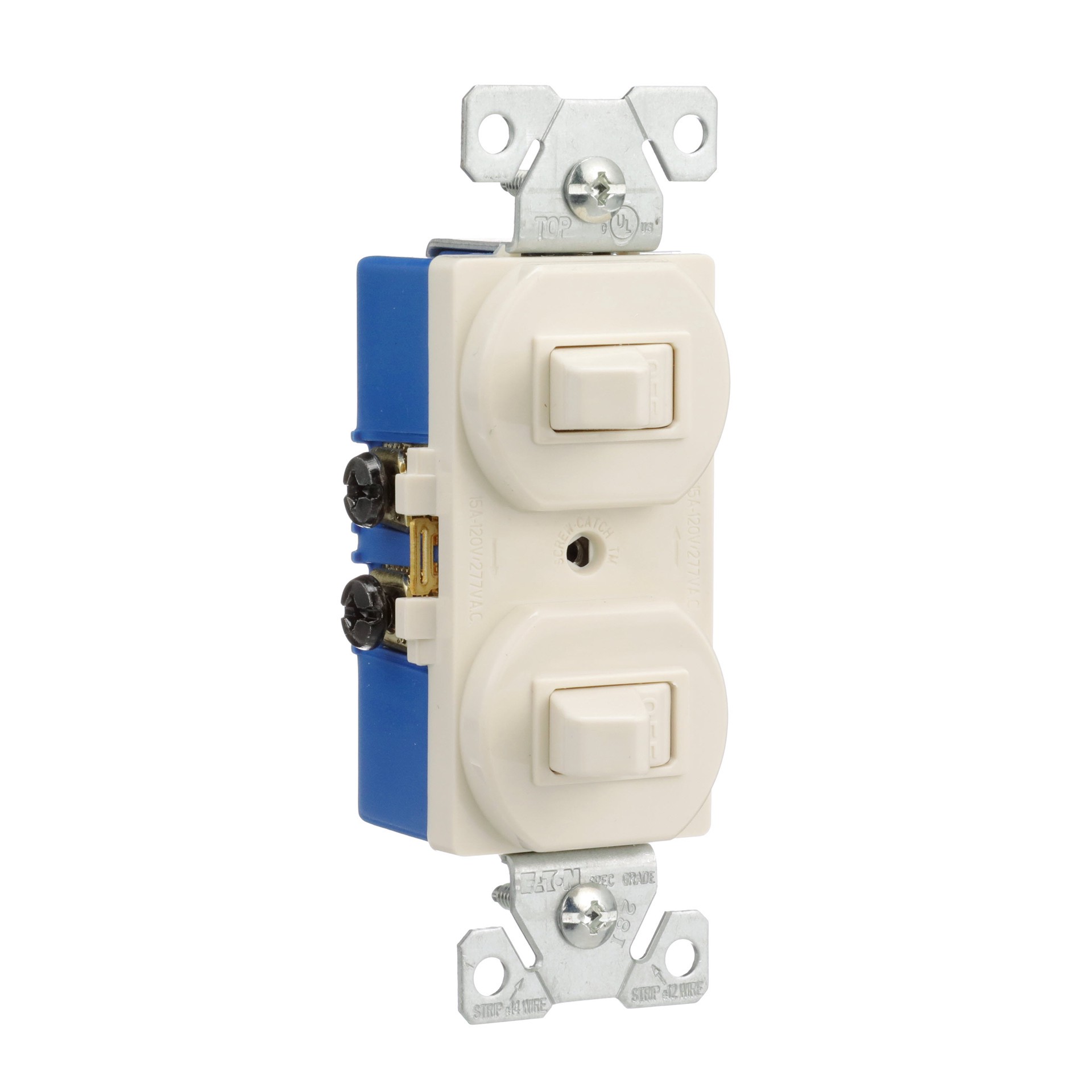 slide 6 of 6, Eaton 15-amp Single-pole Combination Light Switch , Light almond, 1 ct