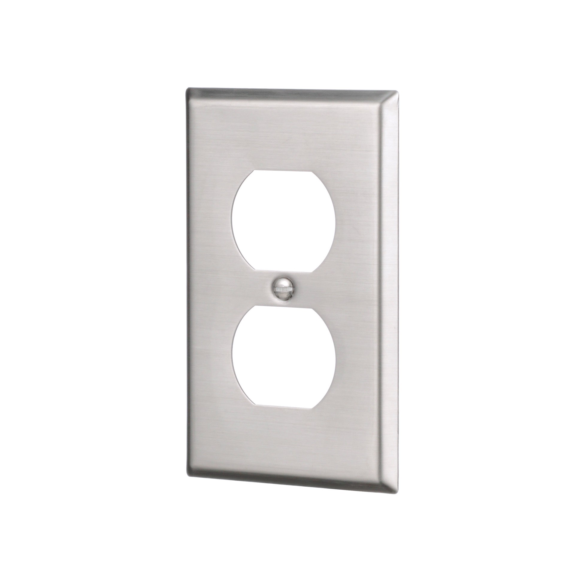 slide 2 of 6, Eaton 1 -Gang Standard Size Stainless steel Stainless steel Indoor Duplex Wall Plate, 1 ct