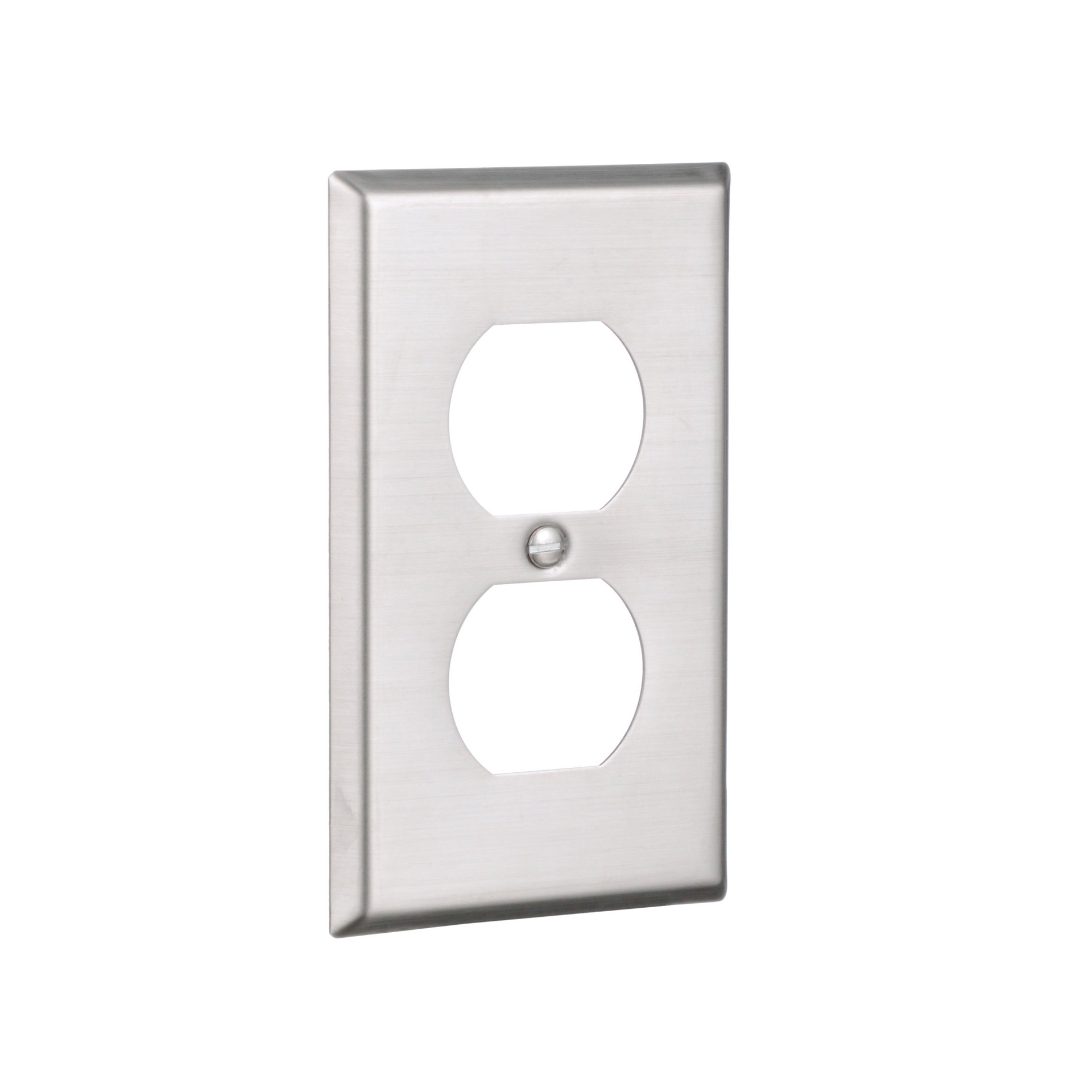 slide 6 of 6, Eaton 1 -Gang Standard Size Stainless steel Stainless steel Indoor Duplex Wall Plate, 1 ct
