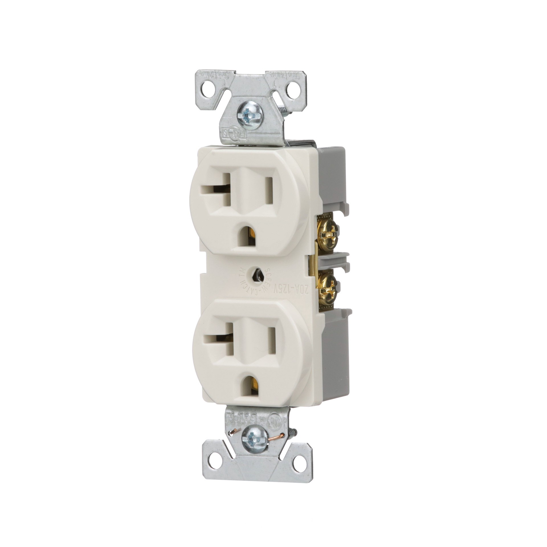 slide 2 of 6, Eaton 20 -Amp 125-volt Commercial Duplex Outlet , Light almond, 1 ct