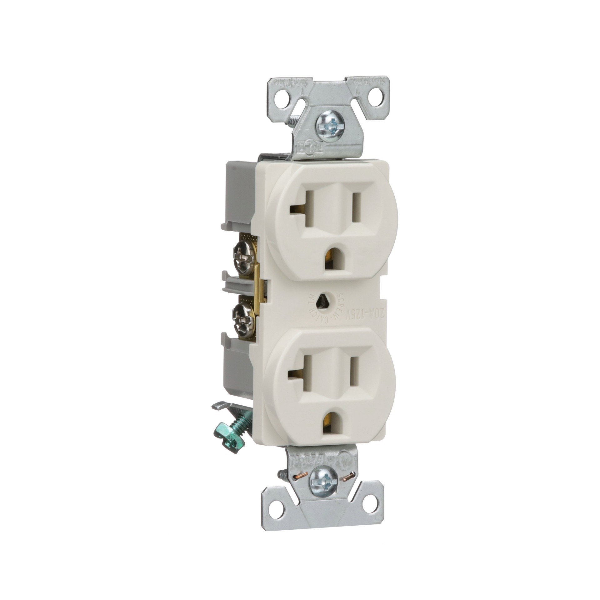 slide 6 of 6, Eaton 20 -Amp 125-volt Commercial Duplex Outlet , Light almond, 1 ct