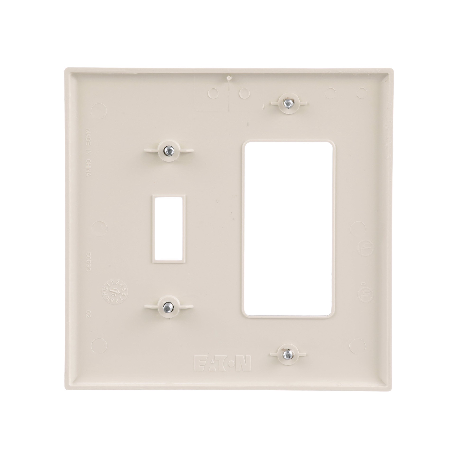 slide 4 of 6, Eaton 2 -Gang Midsize Size Light almond Polycarbonate Indoor Toggle/Decorator Wall Plate, 1 ct