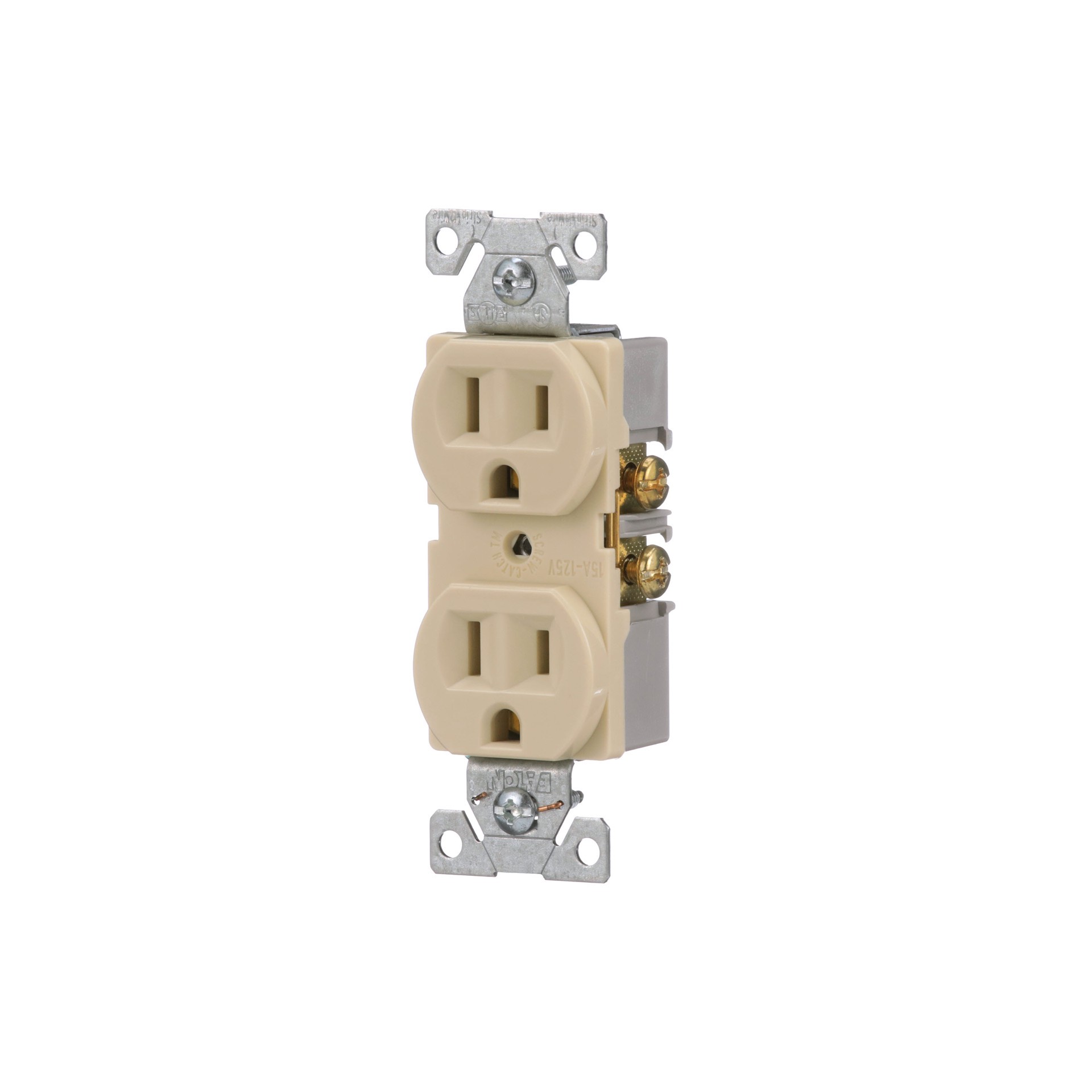 slide 2 of 6, Eaton 15 -Amp 125-volt Commercial Duplex Outlet , Ivory 10 -Pack, 1 ct