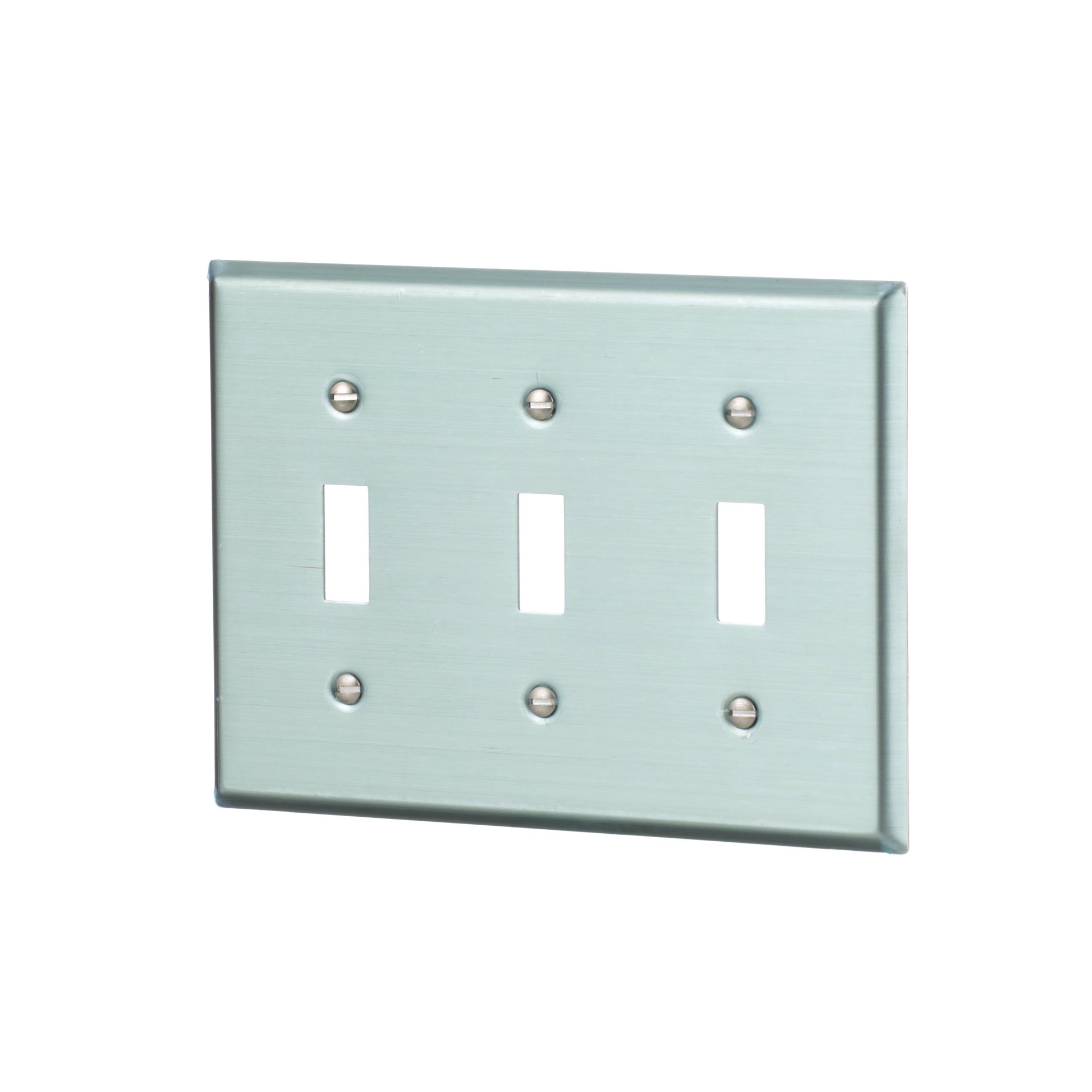 slide 2 of 6, Eaton 3 -Gang Standard Size Stainless steel Stainless steel Indoor Toggle Wall Plate, 1 ct