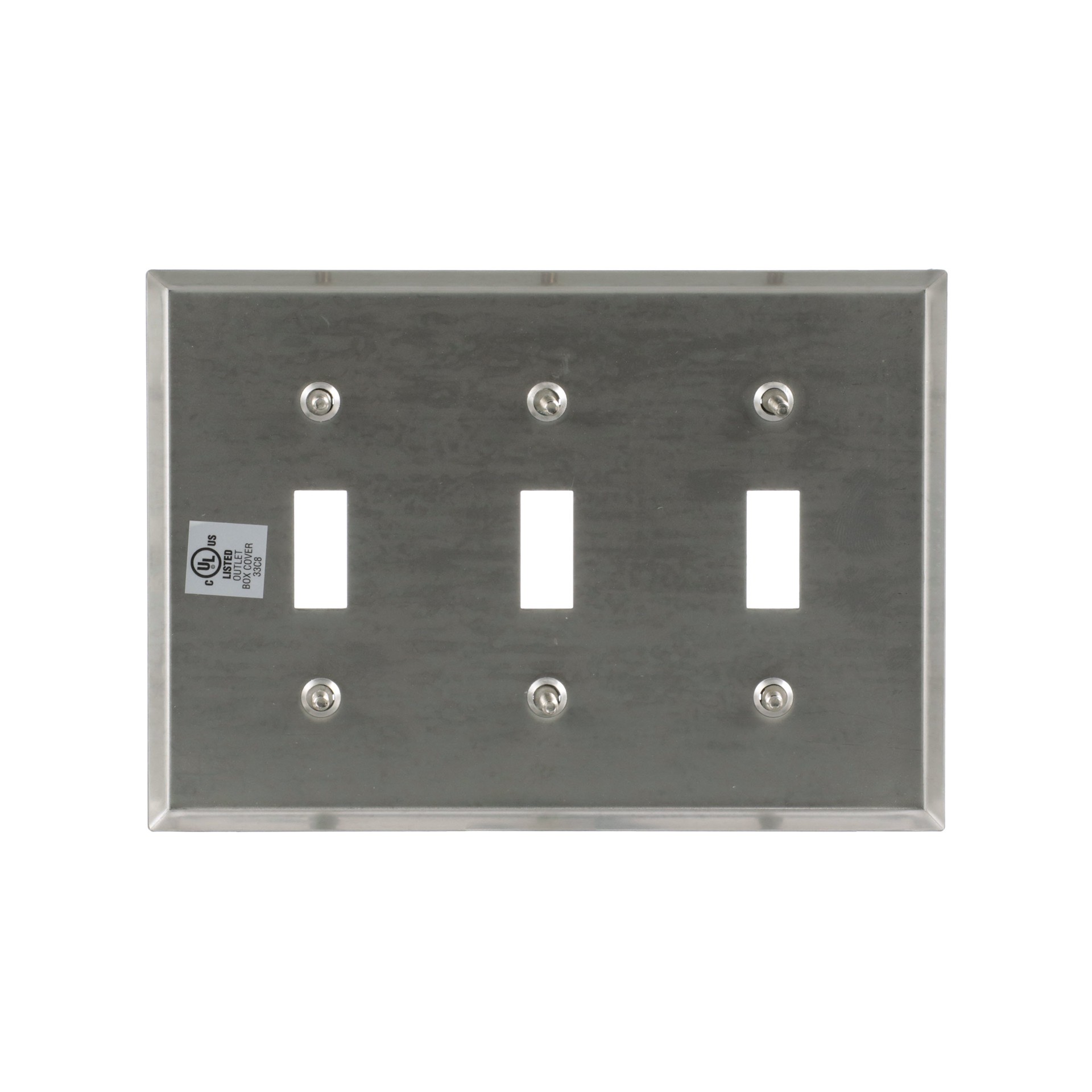 slide 4 of 6, Eaton 3 -Gang Standard Size Stainless steel Stainless steel Indoor Toggle Wall Plate, 1 ct