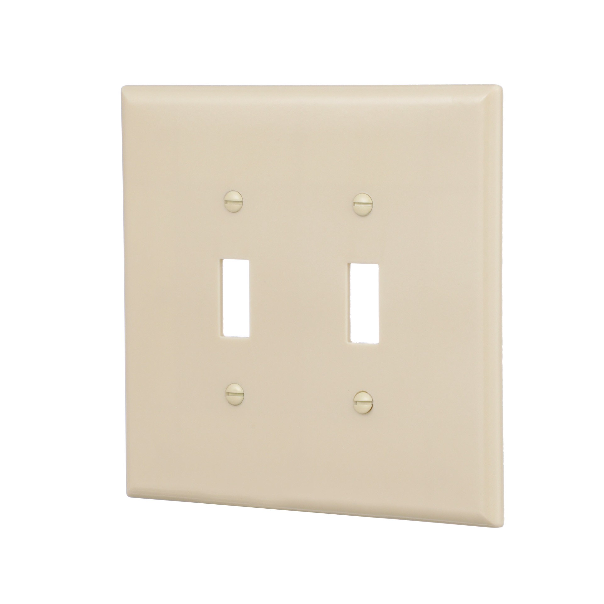 slide 2 of 6, Eaton 2 -Gang Jumbo Size Ivory Thermoplastic Indoor Toggle Wall Plate, 1 ct