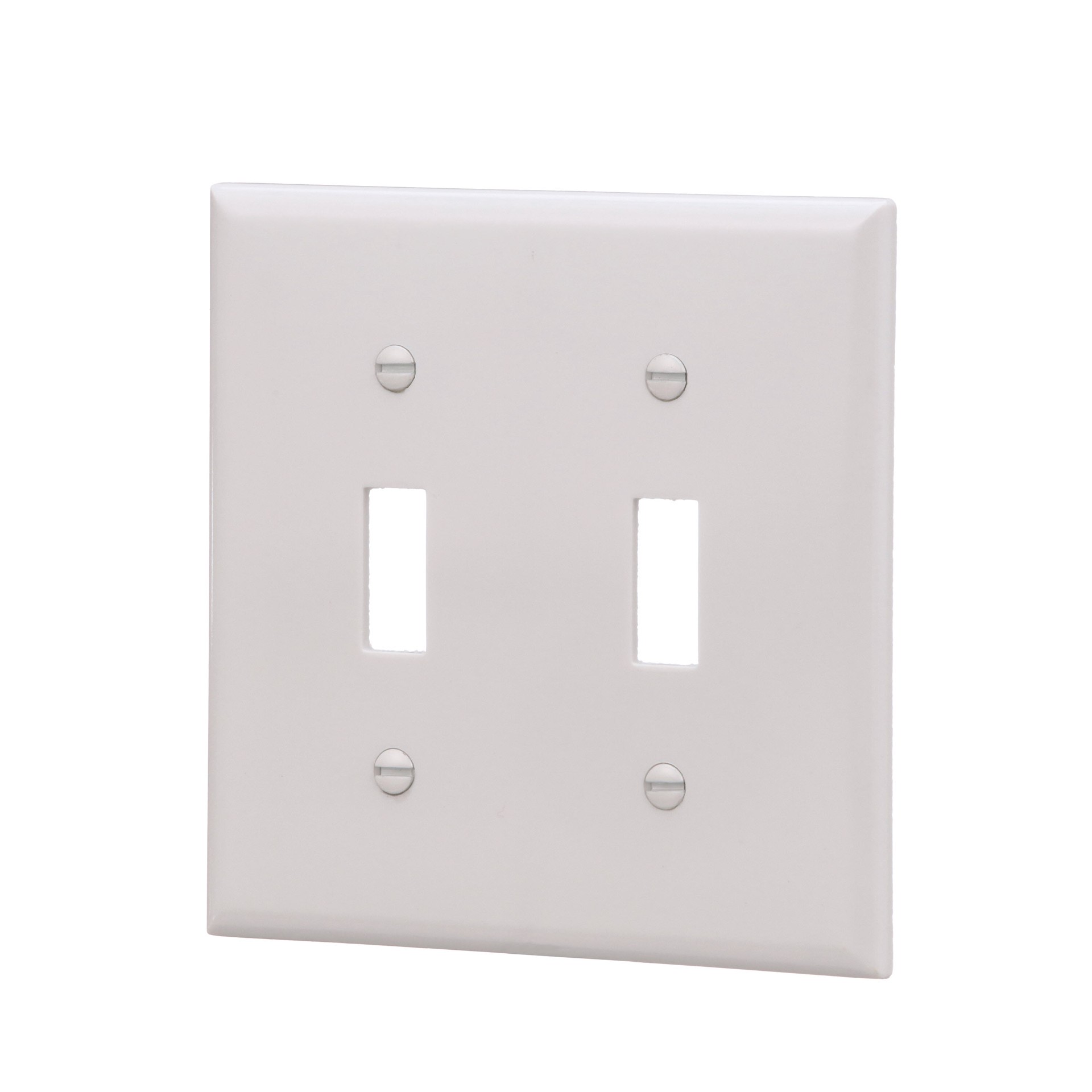 slide 3 of 6, Eaton 2 -Gang Standard Size White Thermoplastic Indoor Toggle Wall Plate, 1 ct