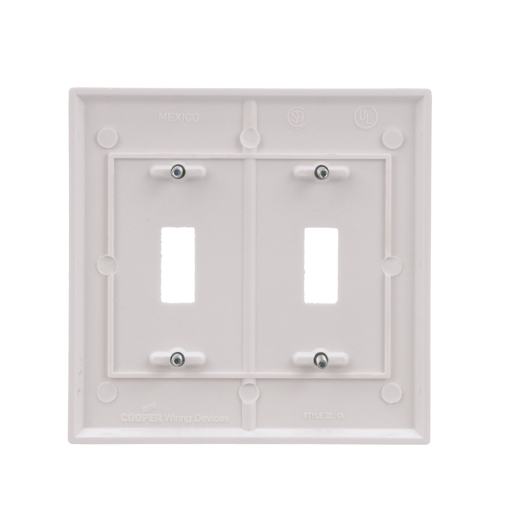 slide 5 of 6, Eaton 2 -Gang Standard Size White Thermoplastic Indoor Toggle Wall Plate, 1 ct