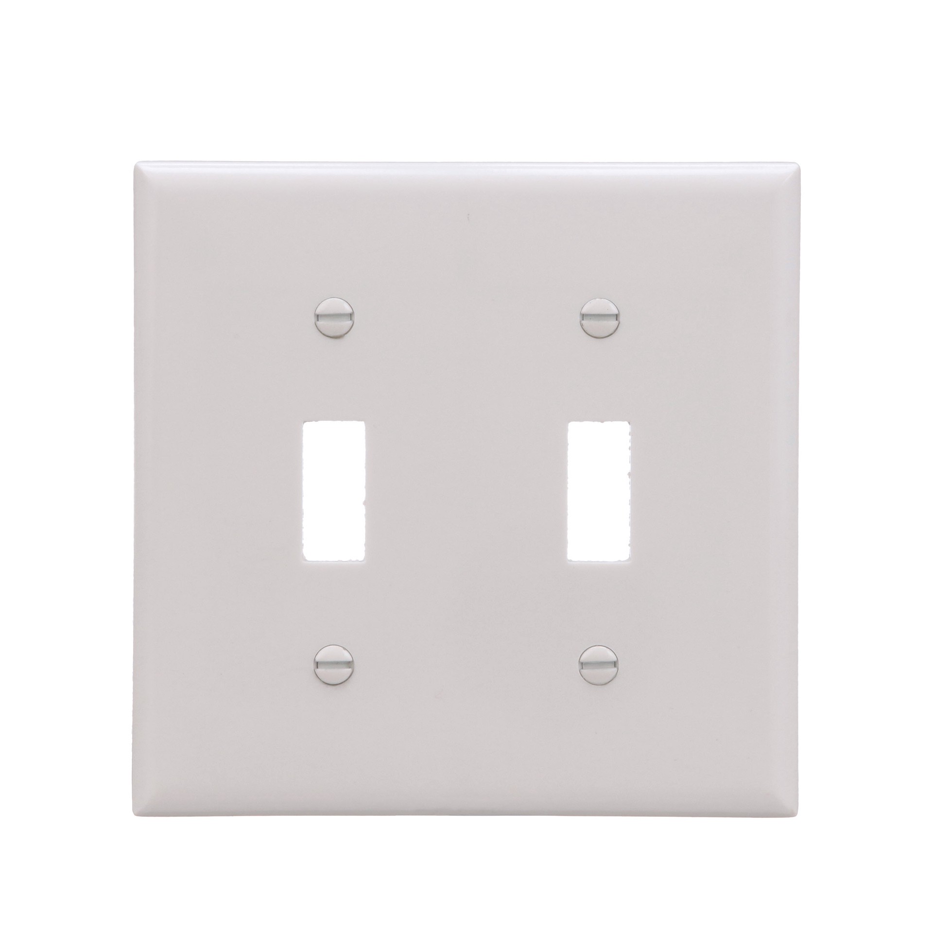 slide 1 of 6, Eaton 2 -Gang Standard Size White Thermoplastic Indoor Toggle Wall Plate, 1 ct