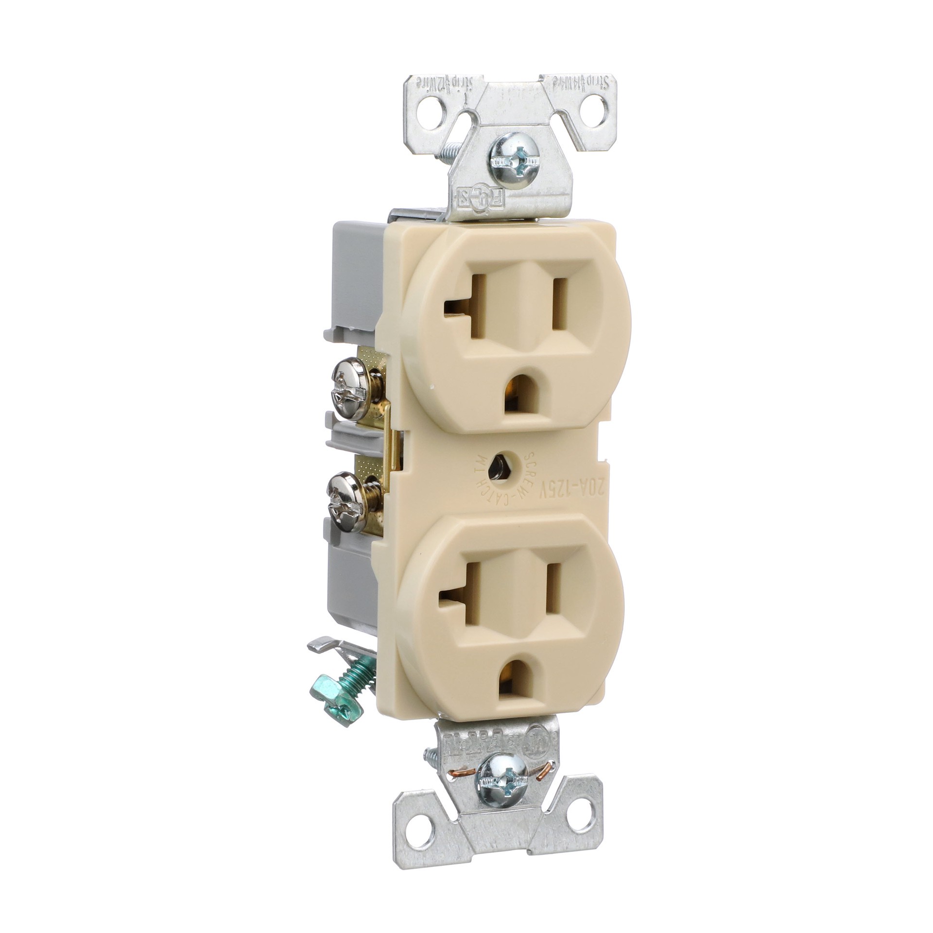 slide 6 of 6, Eaton 20 -Amp 125-volt Commercial Duplex Outlet , Ivory 10 -Pack, 1 ct