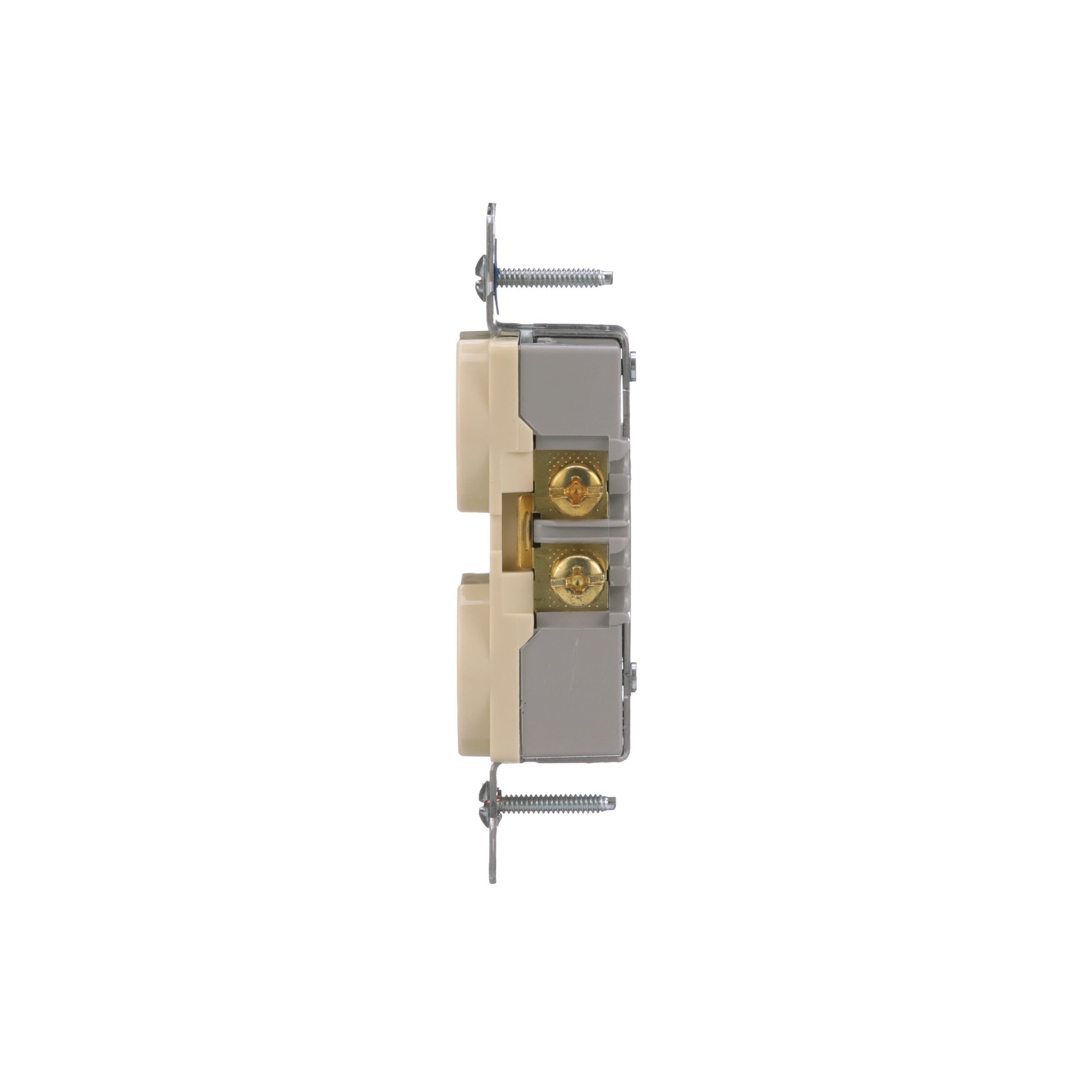 slide 3 of 6, 15 -Amp 125-volt Commercial Duplex Outlet , Ivory, 1 ct