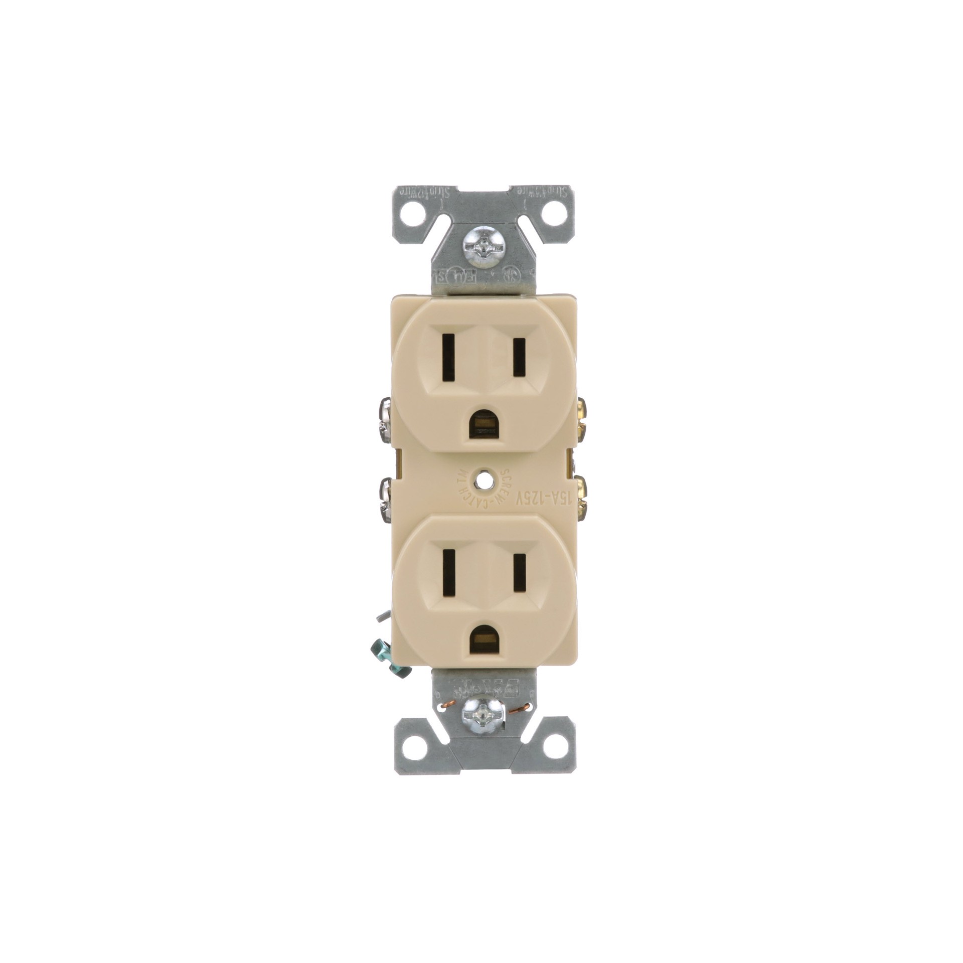 slide 1 of 6, 15 -Amp 125-volt Commercial Duplex Outlet , Ivory, 1 ct