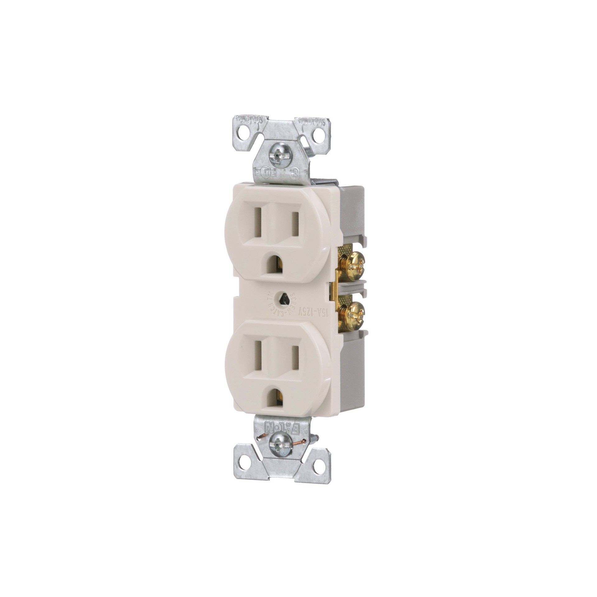 slide 2 of 6, Eaton 15 -Amp 125-volt Commercial Duplex Outlet , Light almond 10 -Pack, 1 ct
