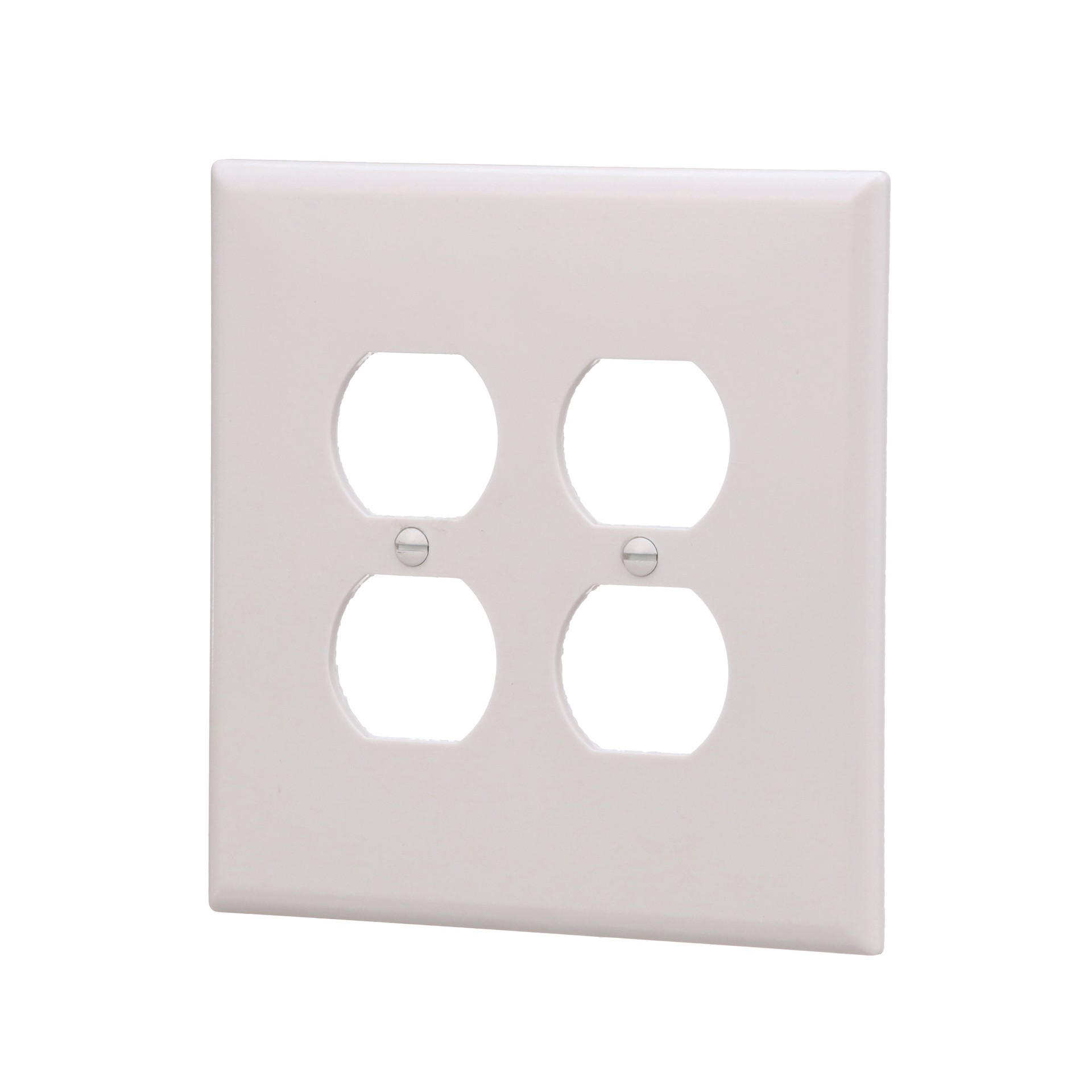 slide 3 of 6, 2 -Gang Jumbo Size White Thermoplastic Indoor Duplex Wall Plate, 1 ct