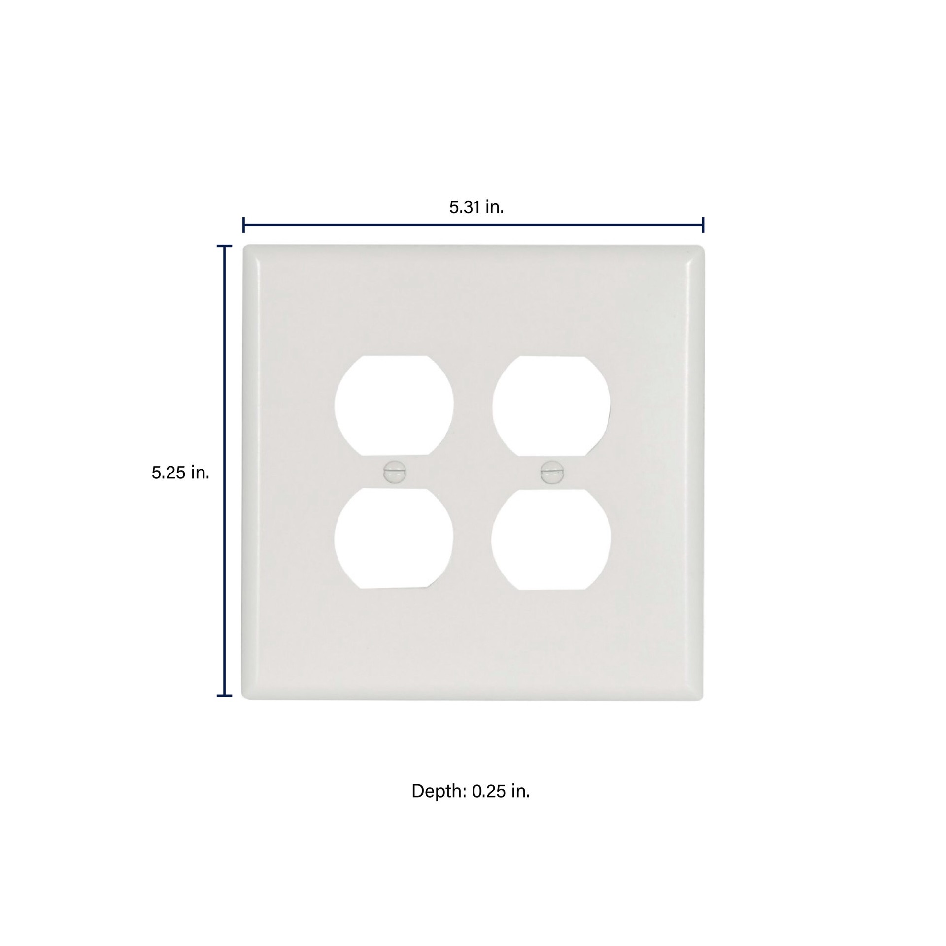 slide 2 of 6, 2 -Gang Jumbo Size White Thermoplastic Indoor Duplex Wall Plate, 1 ct