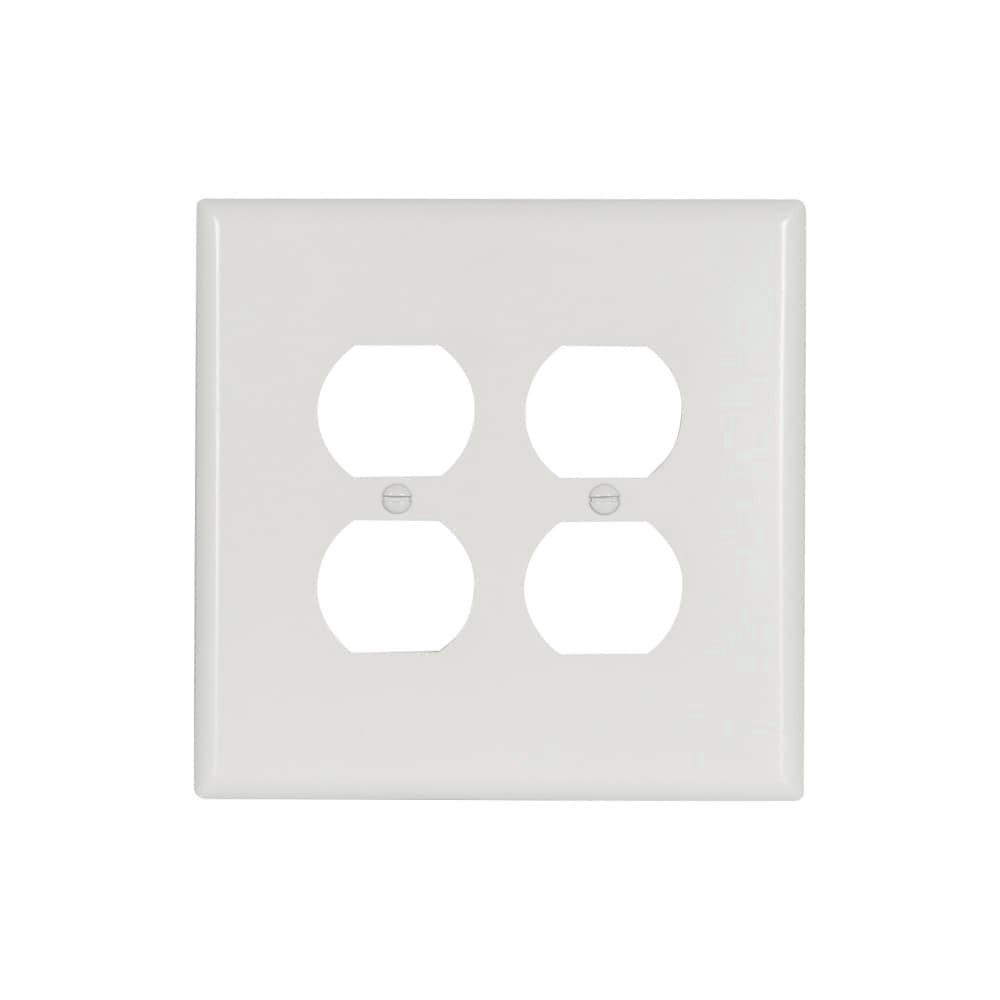 slide 1 of 6, 2 -Gang Jumbo Size White Thermoplastic Indoor Duplex Wall Plate, 1 ct