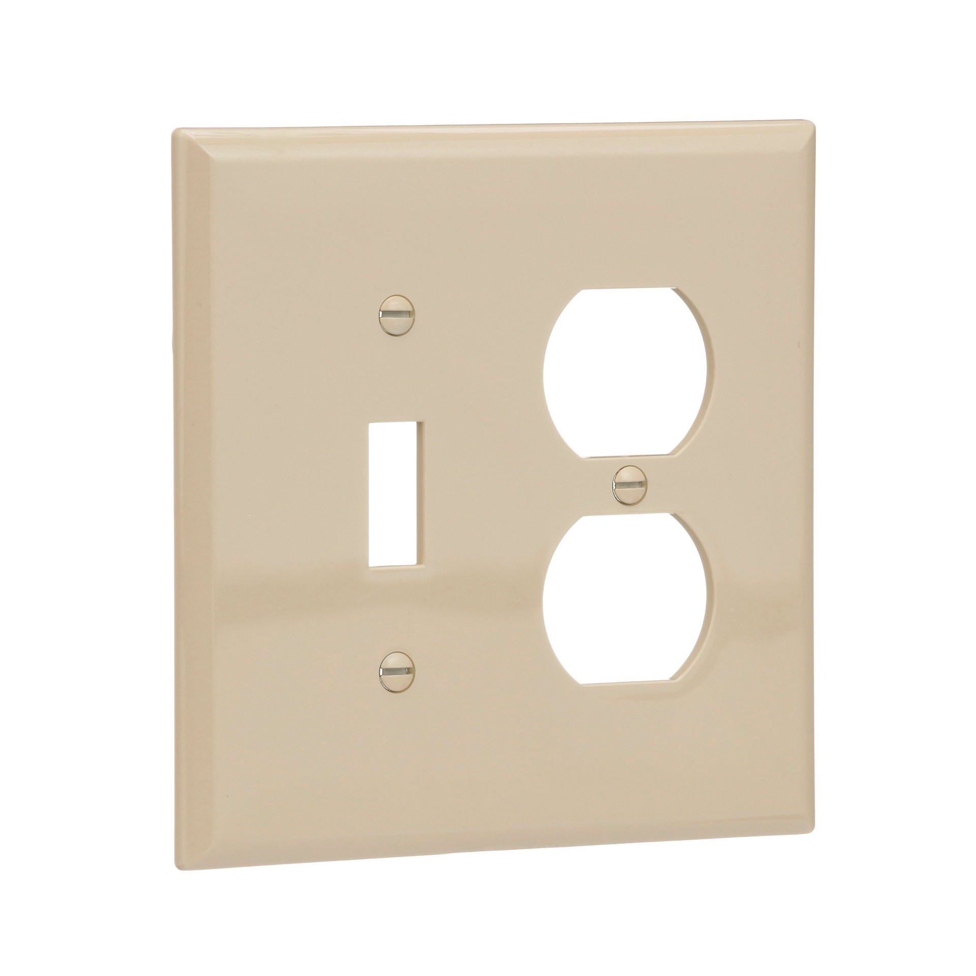 slide 6 of 6, Eaton 2 -Gang Midsize Size Ivory Polycarbonate Indoor Toggle/Duplex Wall Plate, 1 ct