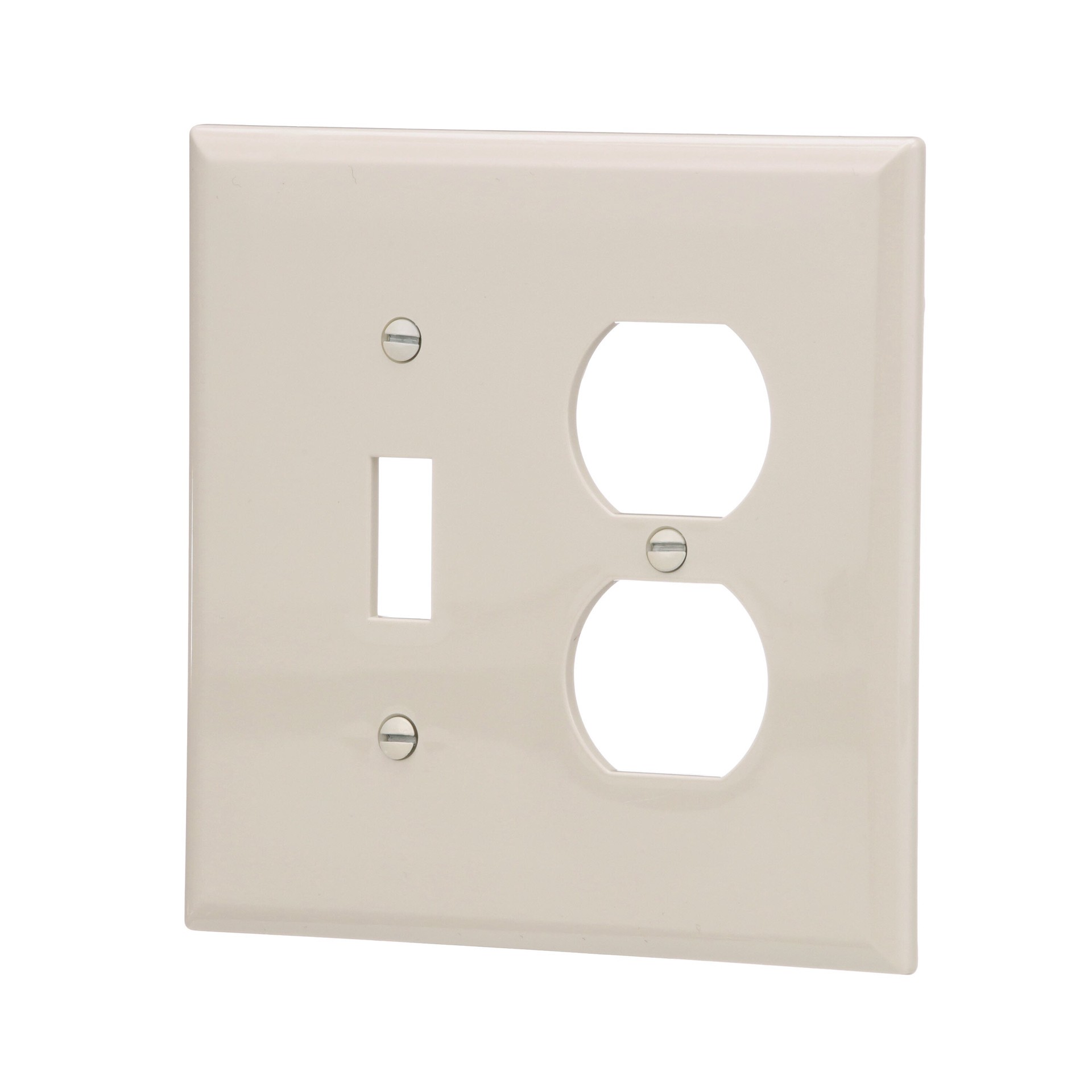 slide 2 of 6, 2 -Gang Midsize Size Light almond Polycarbonate Indoor Toggle/Duplex Wall Plate, 1 ct