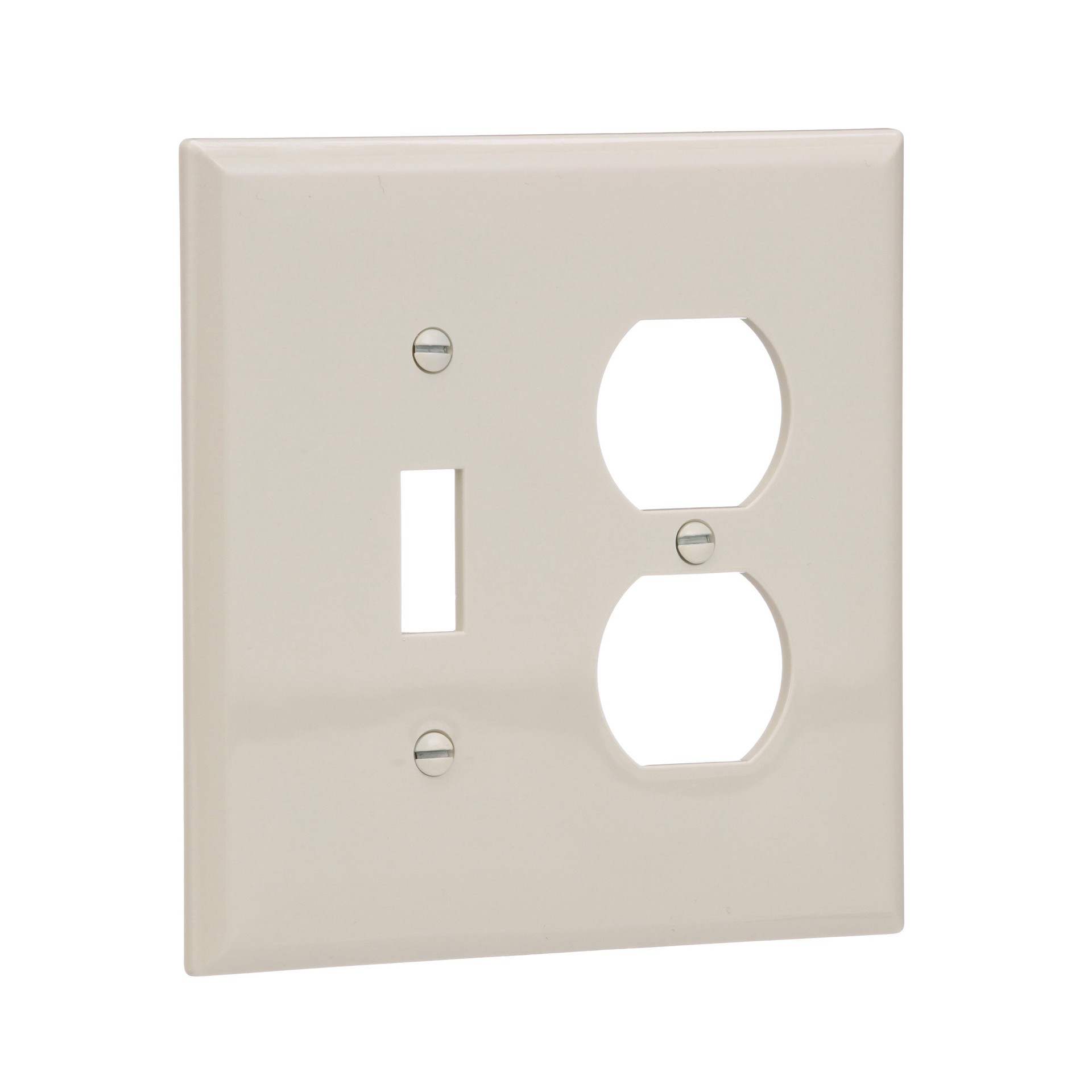 slide 6 of 6, 2 -Gang Midsize Size Light almond Polycarbonate Indoor Toggle/Duplex Wall Plate, 1 ct