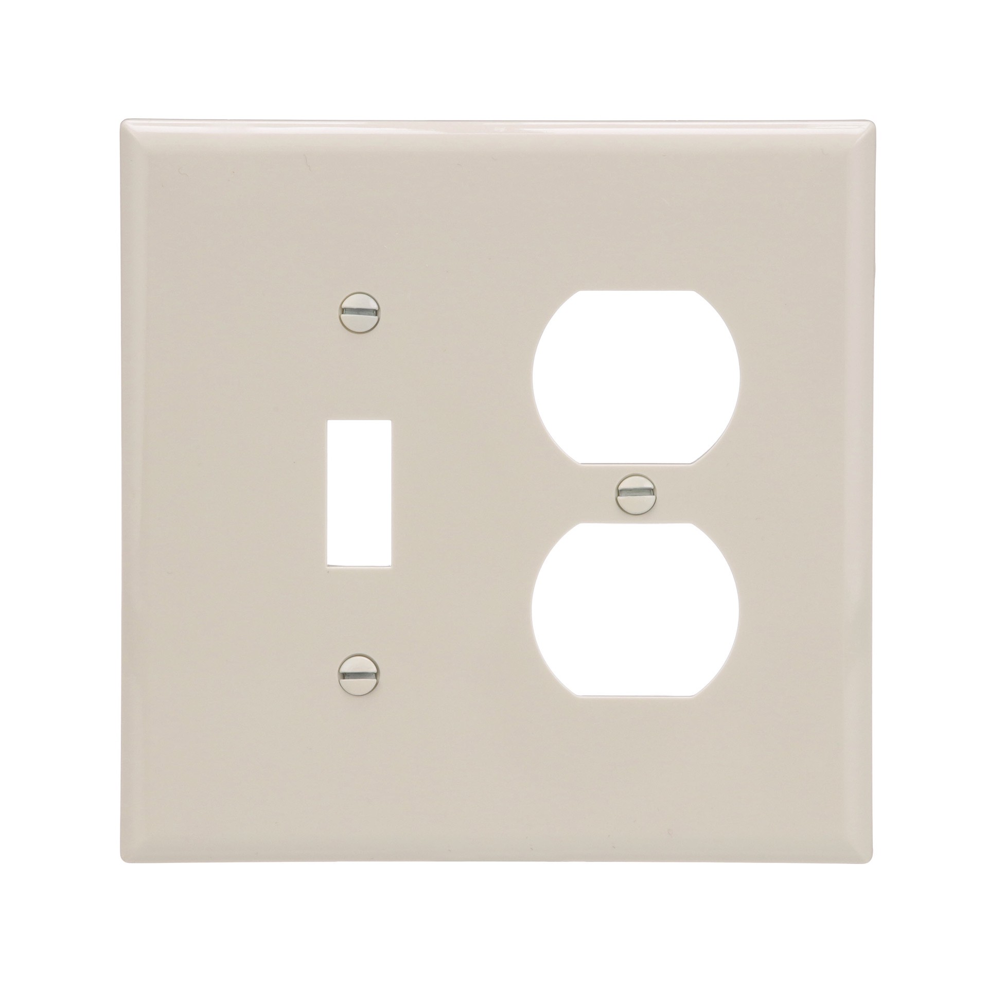 slide 1 of 6, 2 -Gang Midsize Size Light almond Polycarbonate Indoor Toggle/Duplex Wall Plate, 1 ct