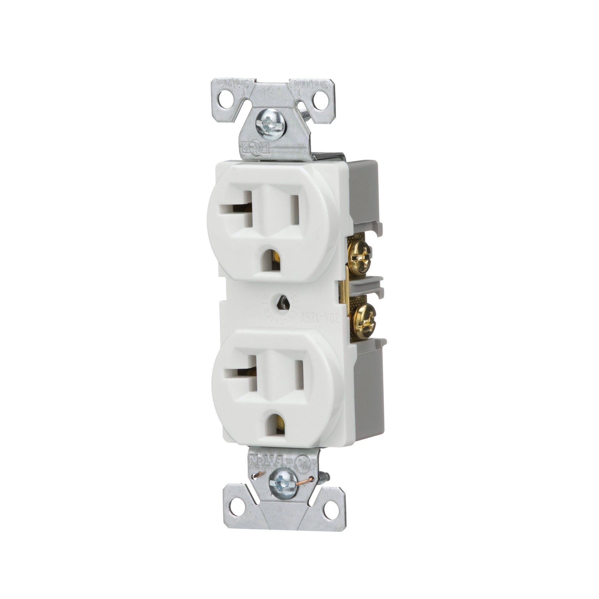 slide 2 of 6, Eaton 20 -Amp 125-volt Commercial Duplex Outlet , White, 1 ct